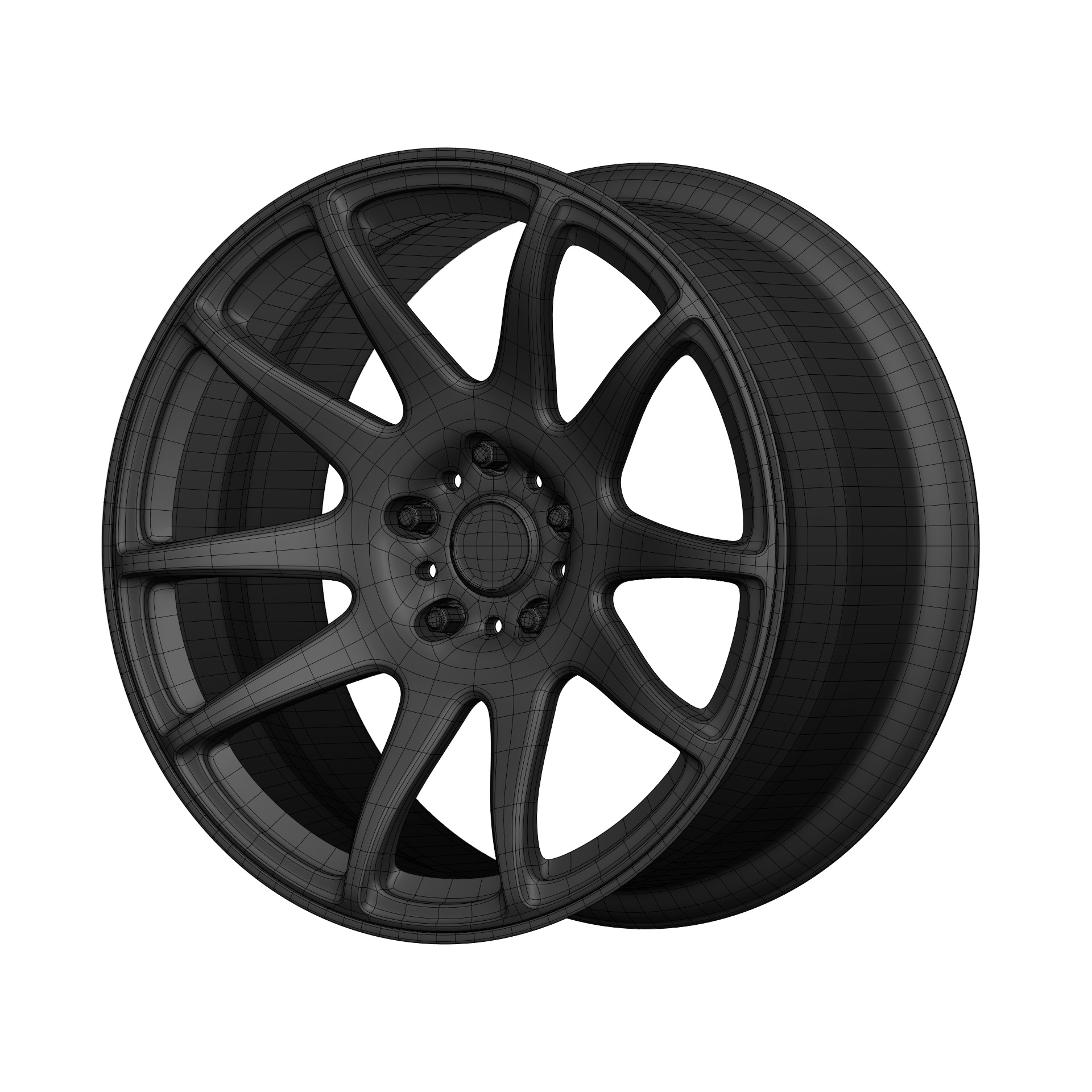 Aftermarket Car Wheels Pack Low-poly 3D model_41
