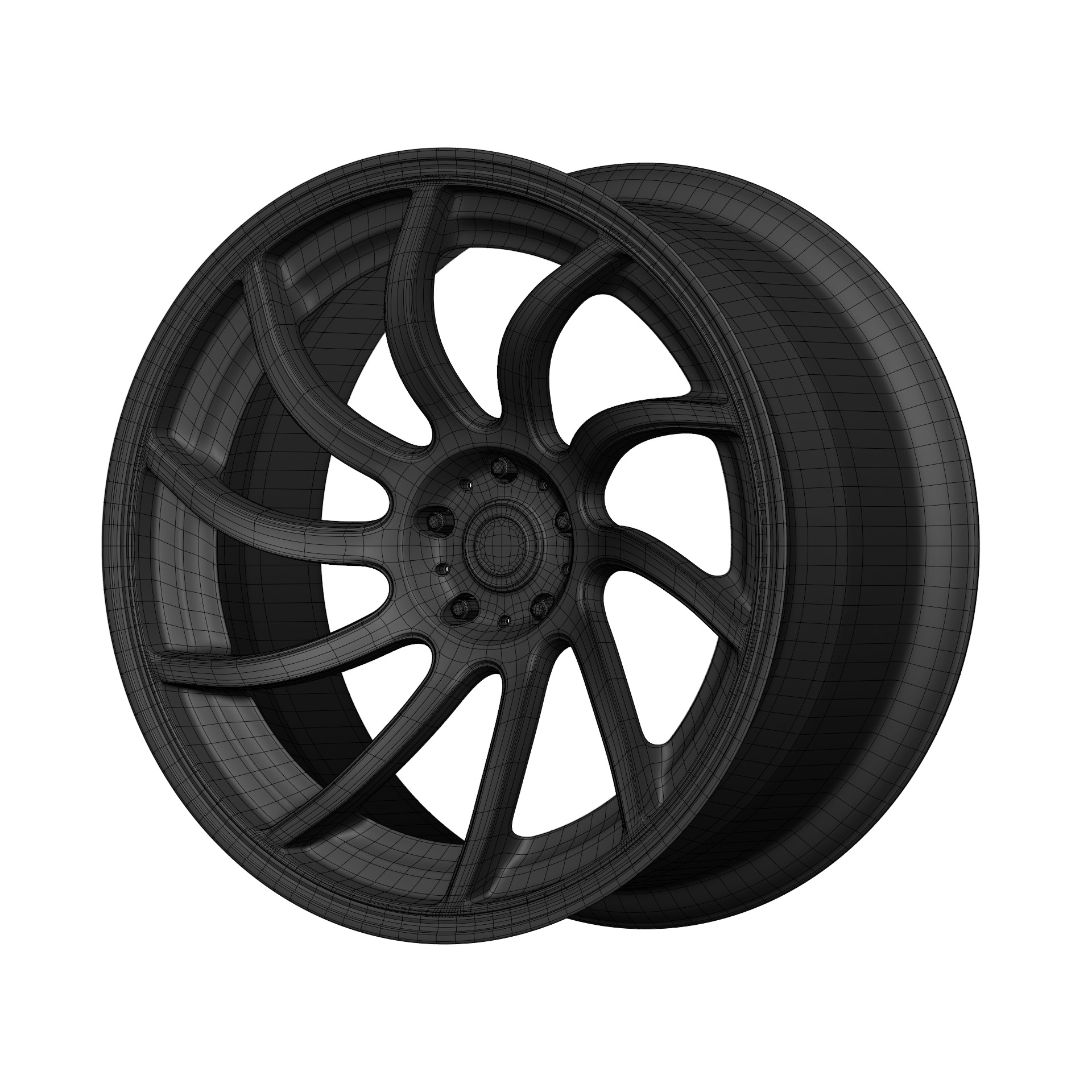 Aftermarket Car Wheels Pack Low-poly 3D model_27