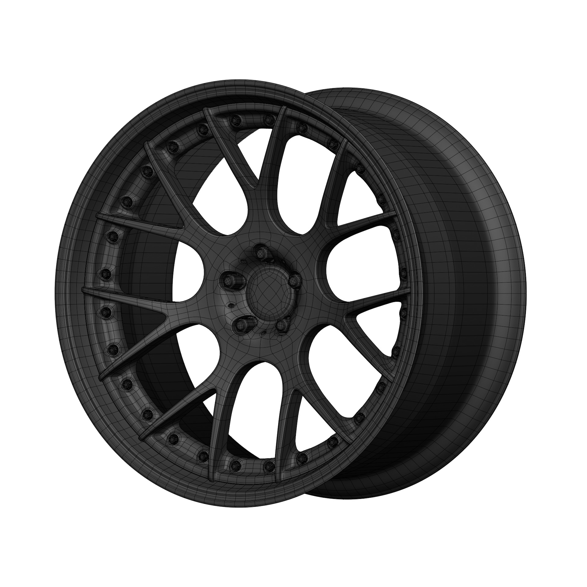 Aftermarket Car Wheels Pack Low-poly 3D model_29