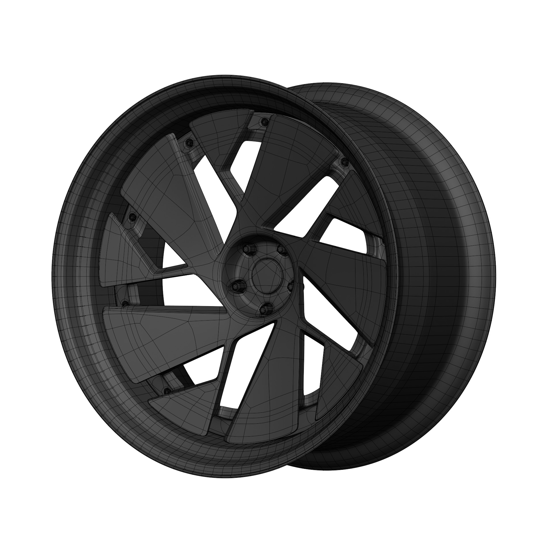 Aftermarket Car Wheels Pack Low-poly 3D model_85