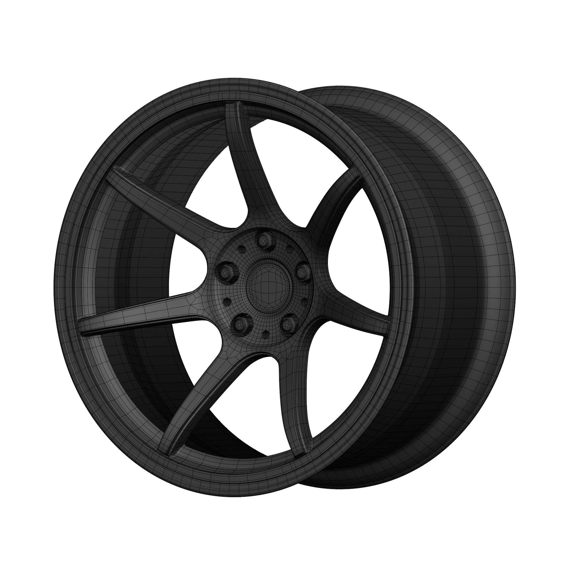Aftermarket Car Wheels Pack Low-poly 3D model_19