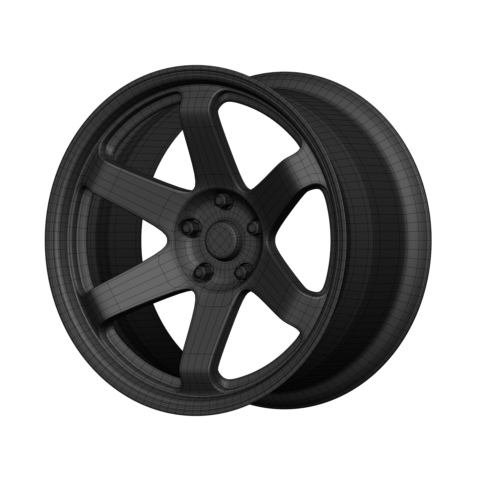 Aftermarket Car Wheels Pack Low-poly 3D model_11