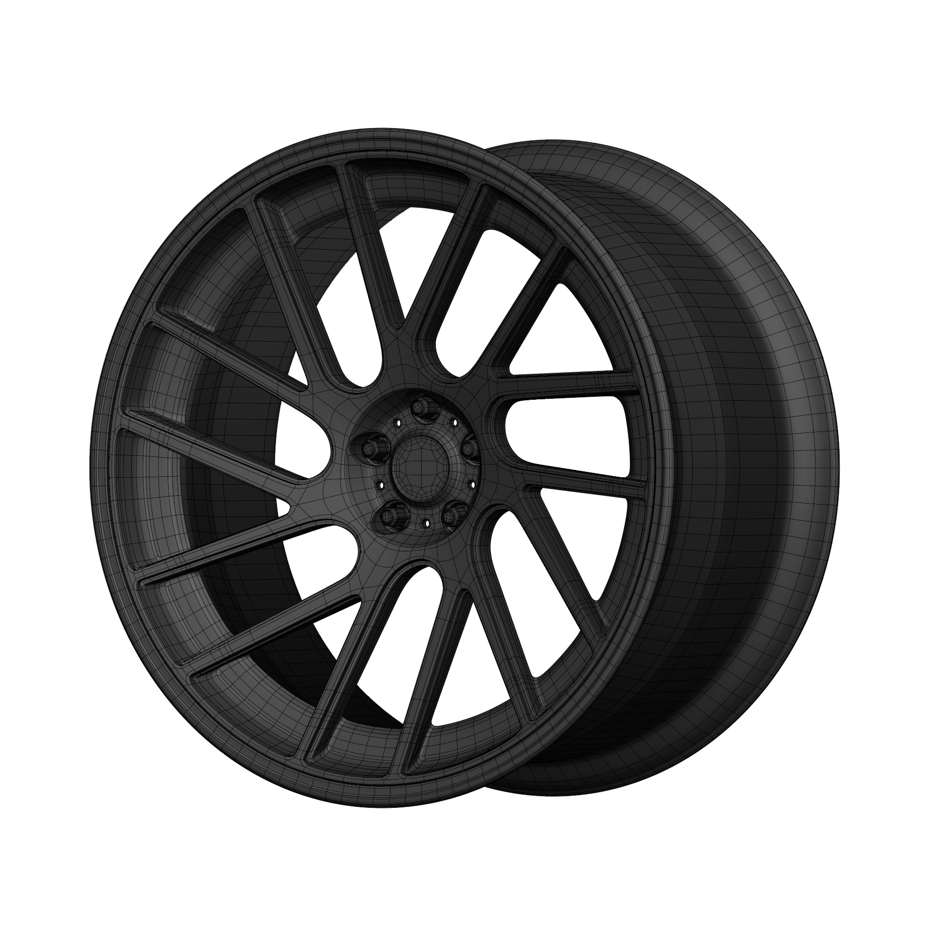 Aftermarket Car Wheels Pack Low-poly 3D model_25