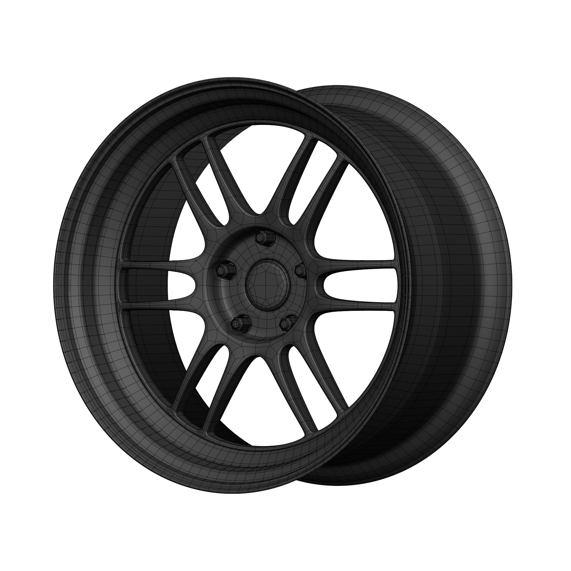 Aftermarket Car Wheels Pack Low-poly 3D model_45