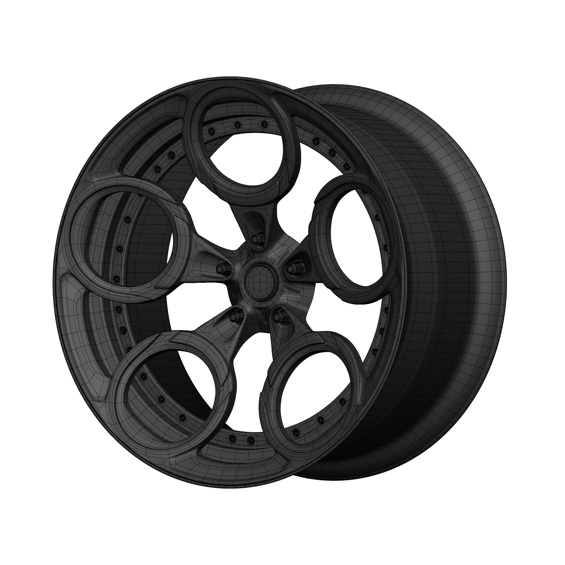 Aftermarket Car Wheels Pack Low-poly 3D model_79