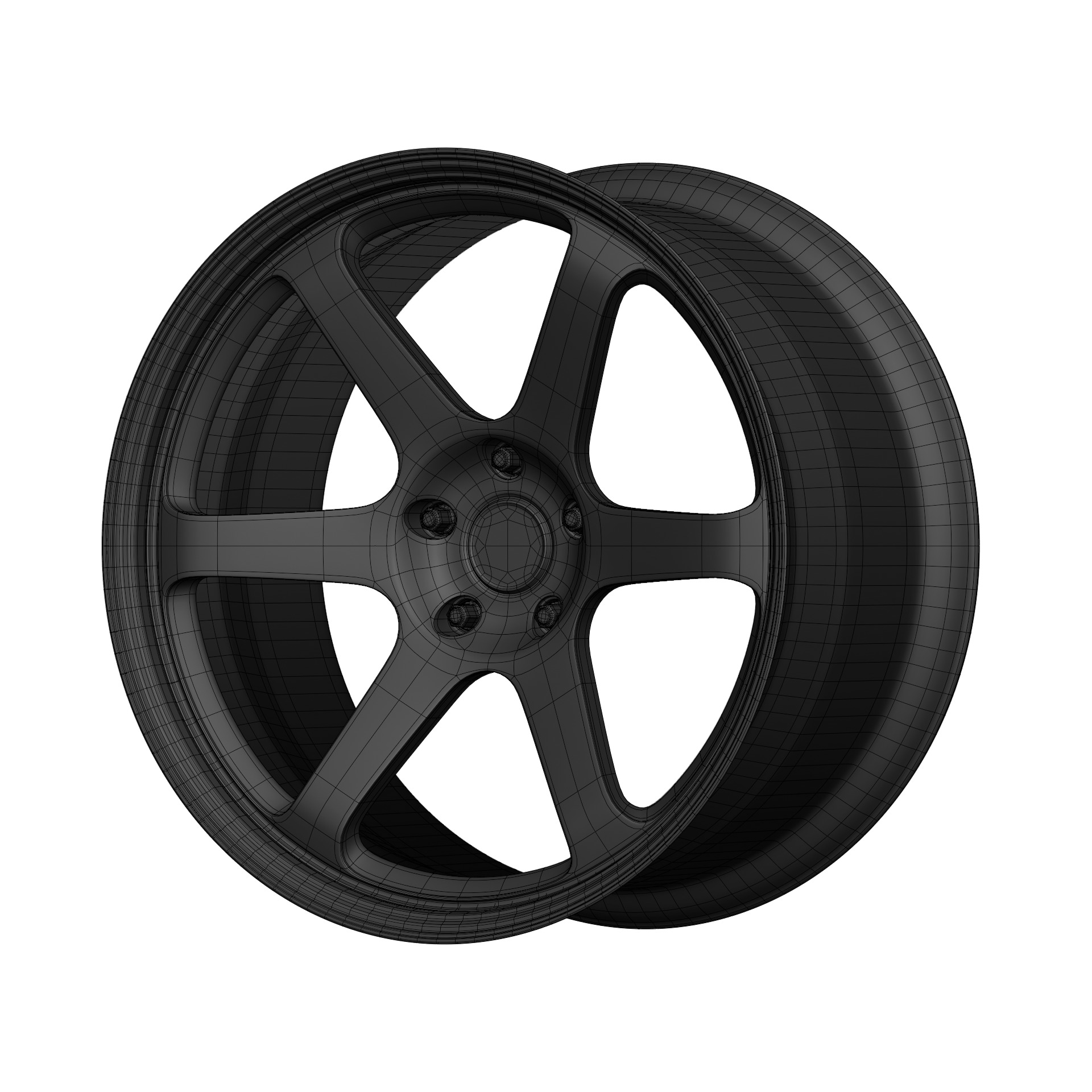 Aftermarket Car Wheels Pack Low-poly 3D model_113
