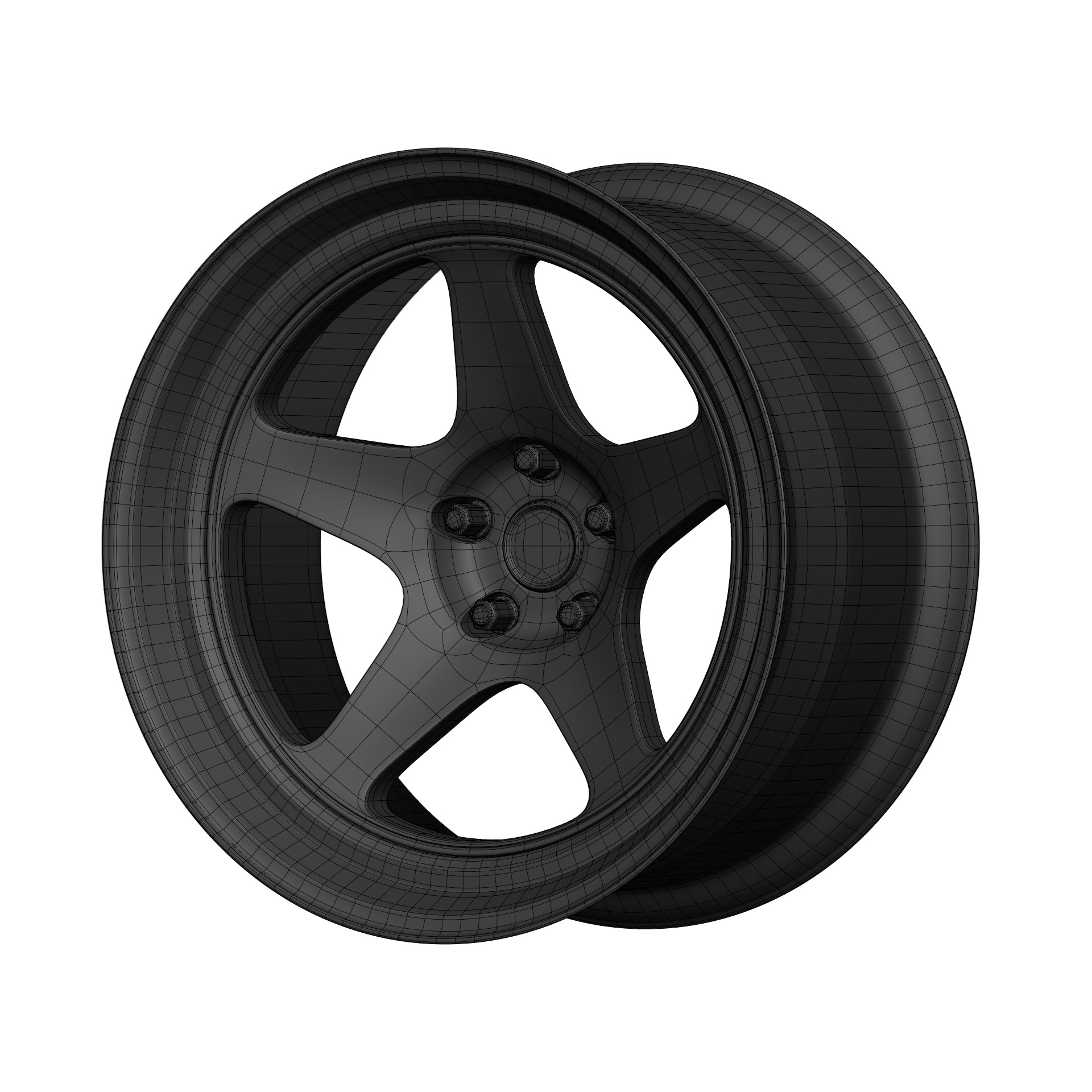 Aftermarket Car Wheels Pack Low-poly 3D model_65