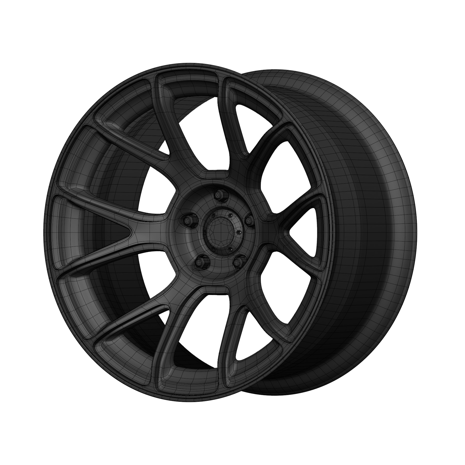 Aftermarket Car Wheels Pack Low-poly 3D model_69