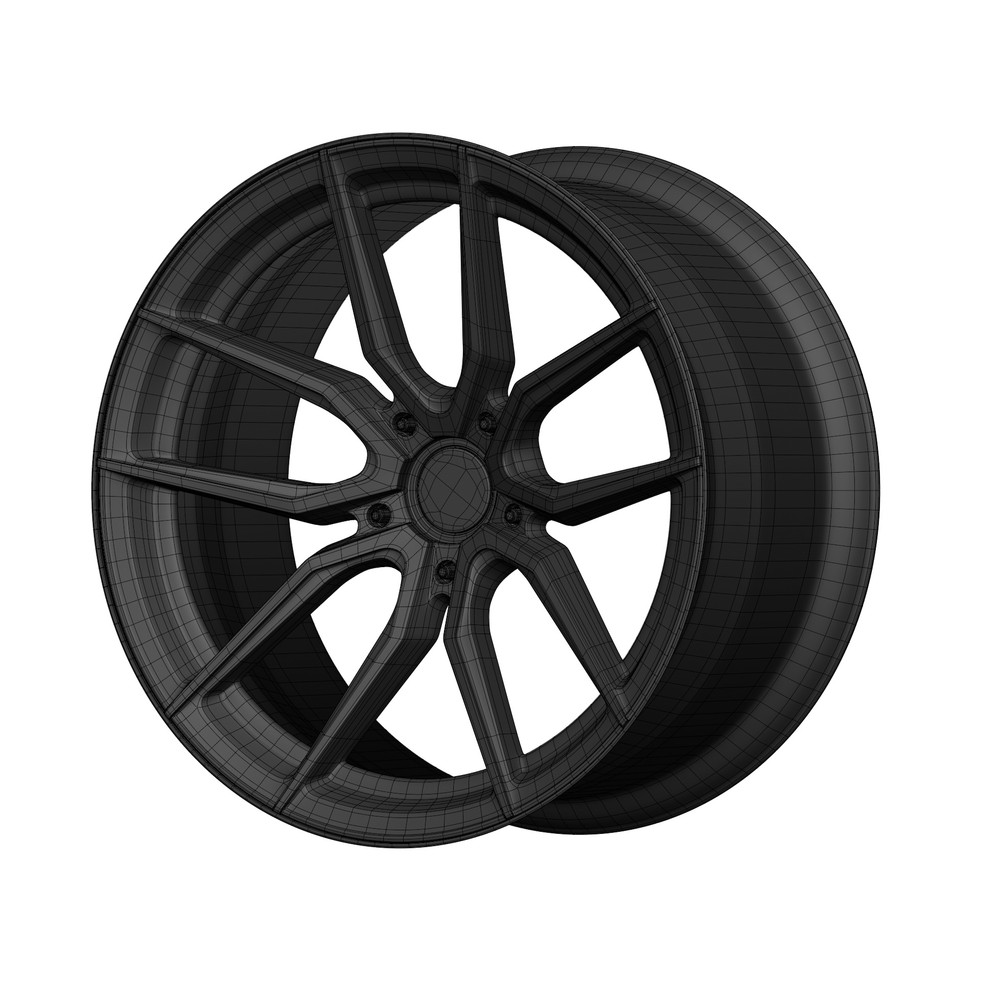 Aftermarket Car Wheels Pack Low-poly 3D model_99