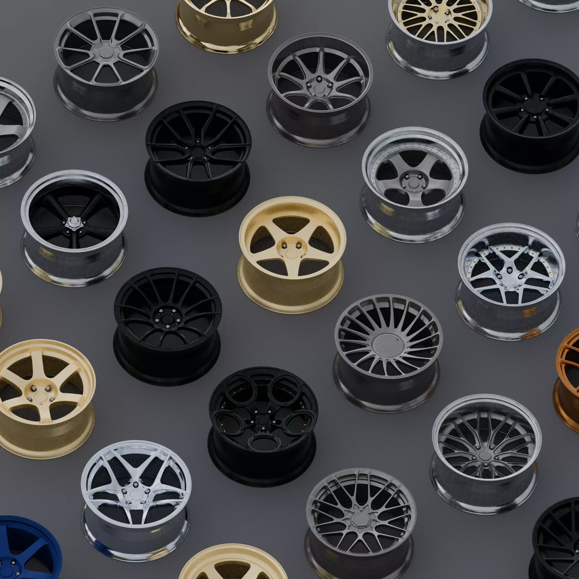 Aftermarket Car Wheels Pack Low-poly 3D model_0
