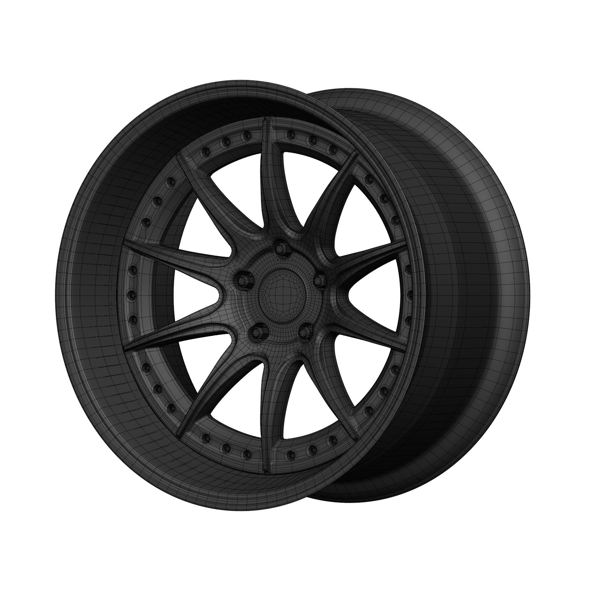 Aftermarket Car Wheels Pack Low-poly 3D model_23