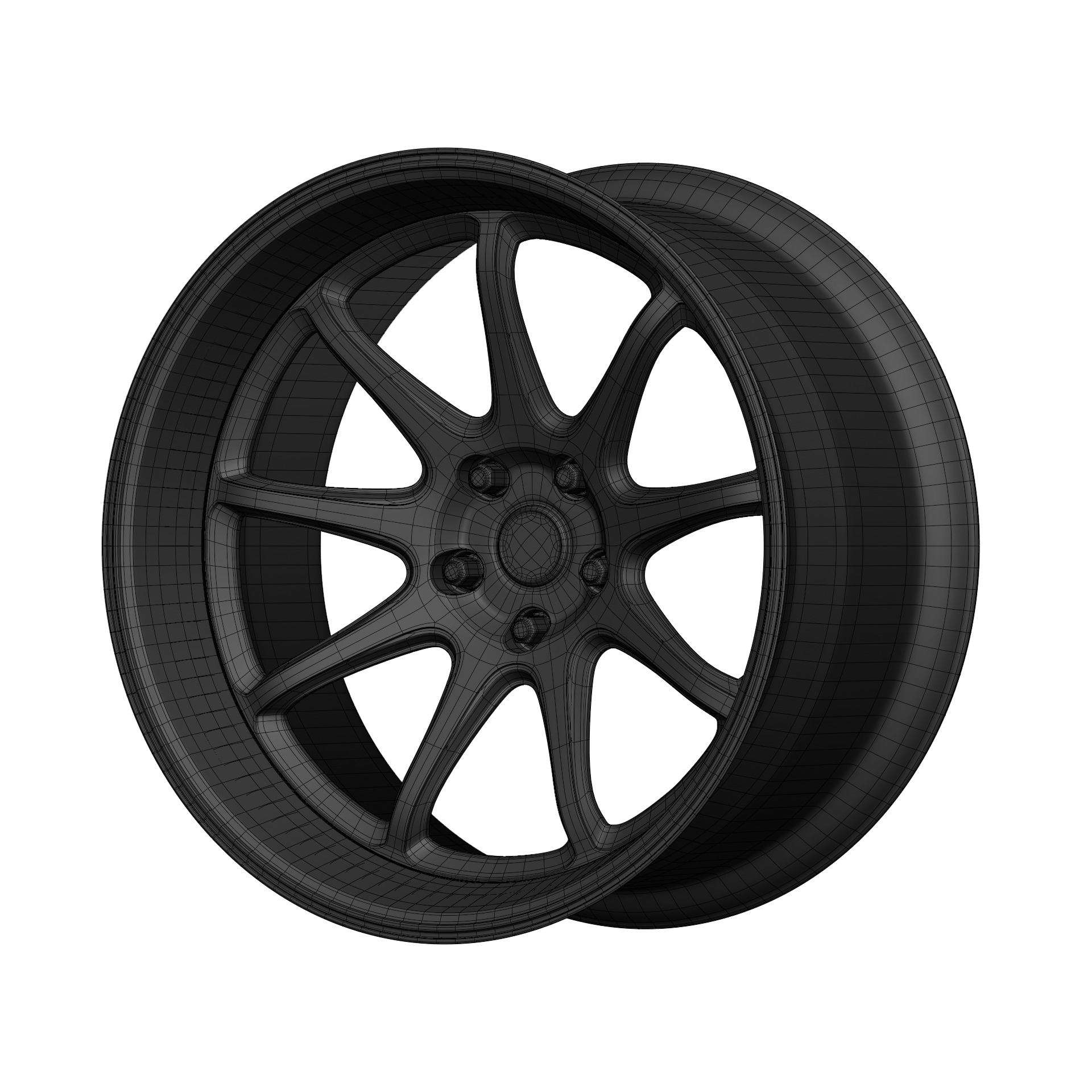 Aftermarket Car Wheels Pack Low-poly 3D model_119