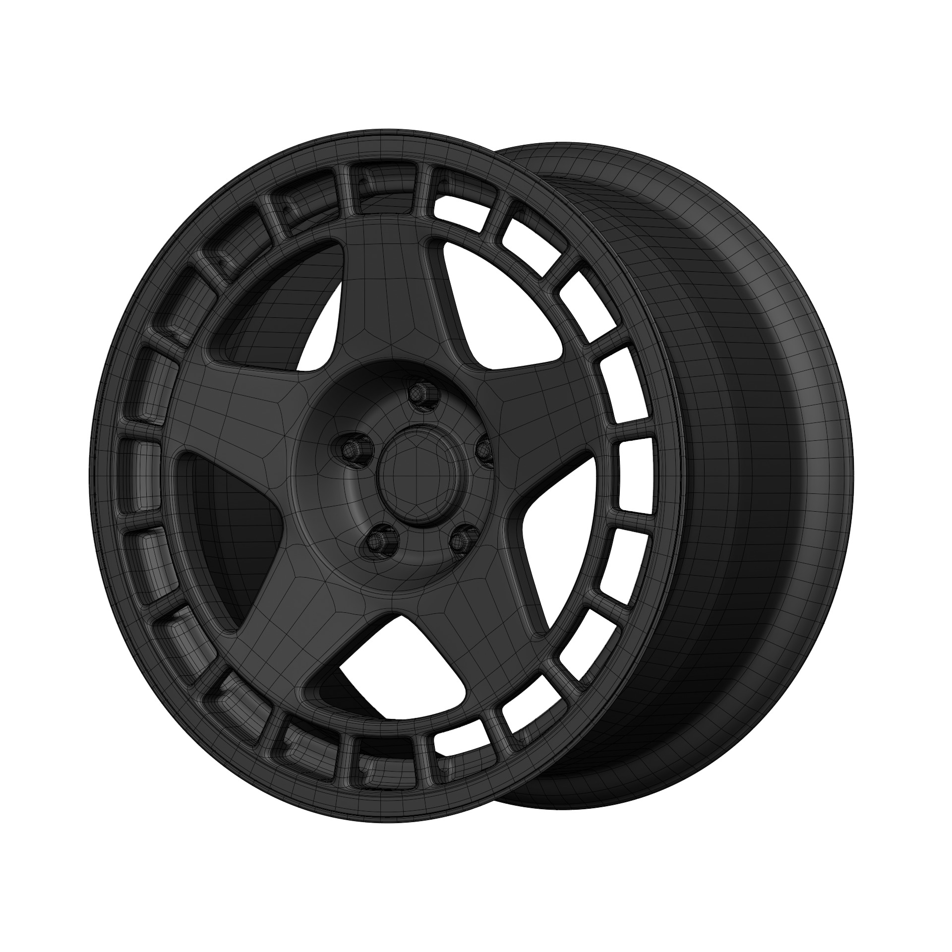 Aftermarket Car Wheels Pack Low-poly 3D model_57