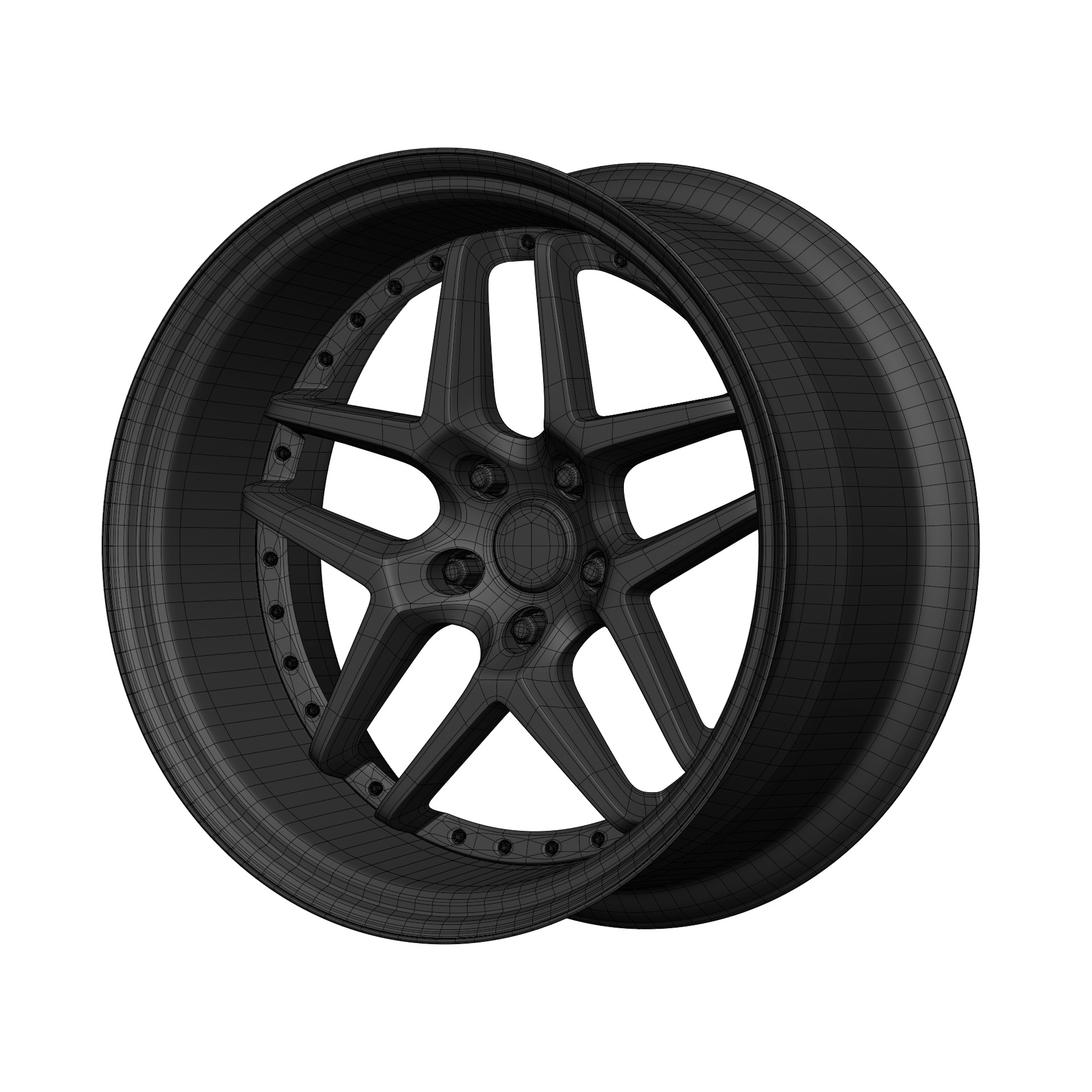 Aftermarket Car Wheels Pack Low-poly 3D model_33