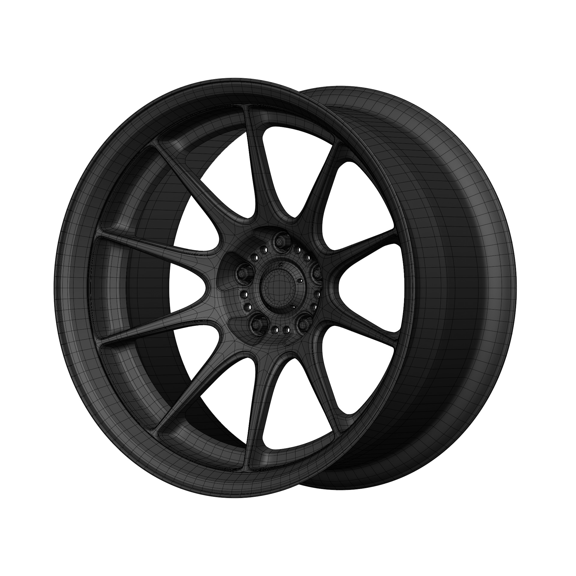 Aftermarket Car Wheels Pack Low-poly 3D model_71