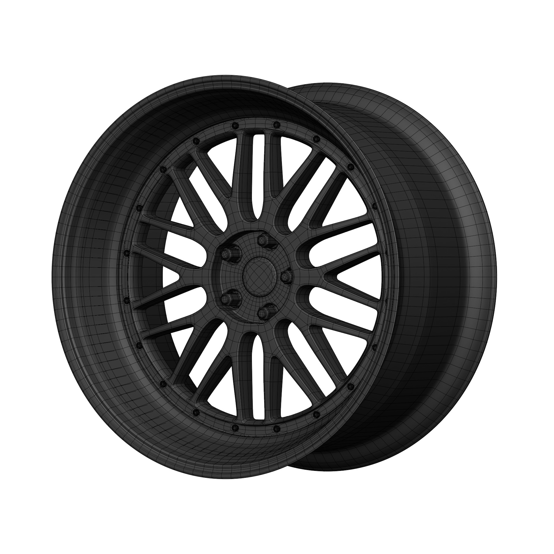 Aftermarket Car Wheels Pack Low-poly 3D model_31