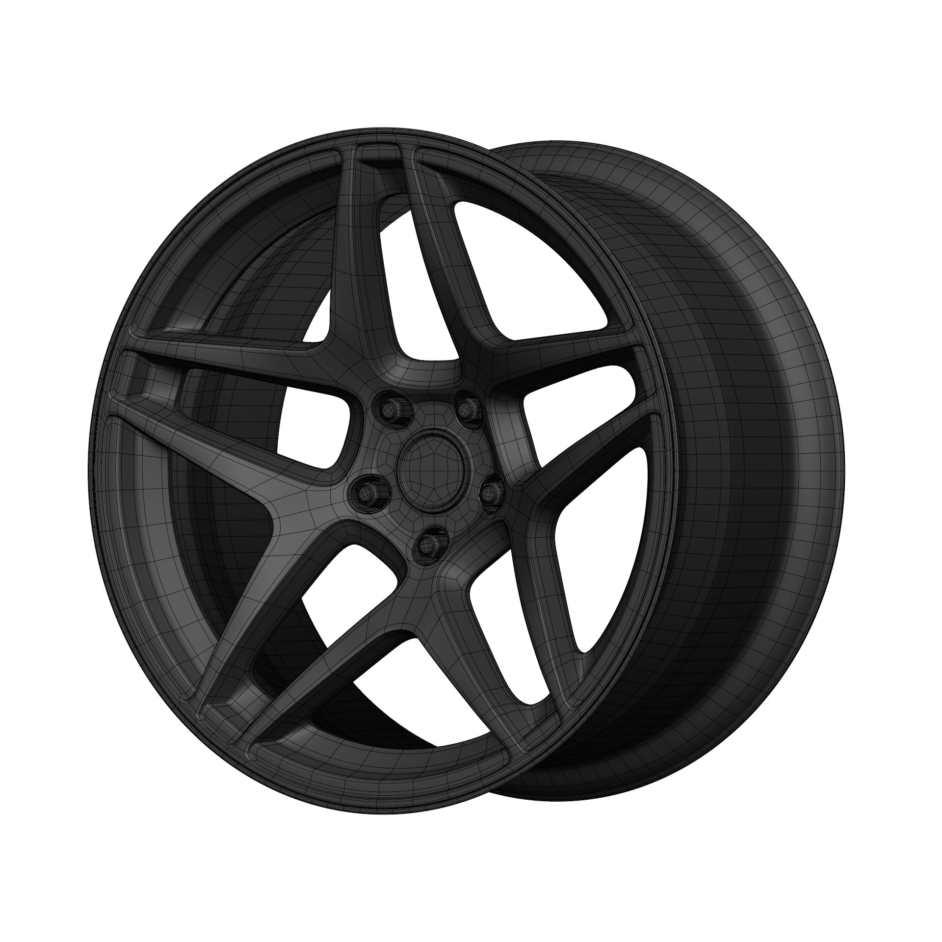 Aftermarket Car Wheels Pack Low-poly 3D model_63