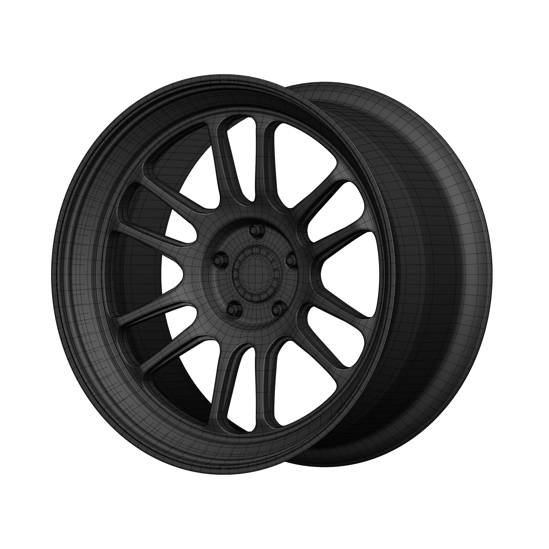 Aftermarket Car Wheels Pack Low-poly 3D model_37