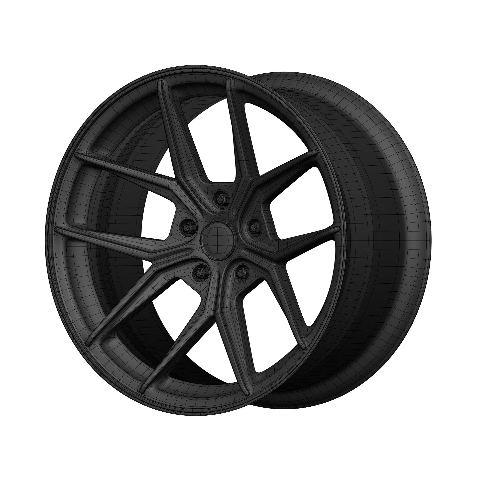 Aftermarket Car Wheels Pack Low-poly 3D model_49