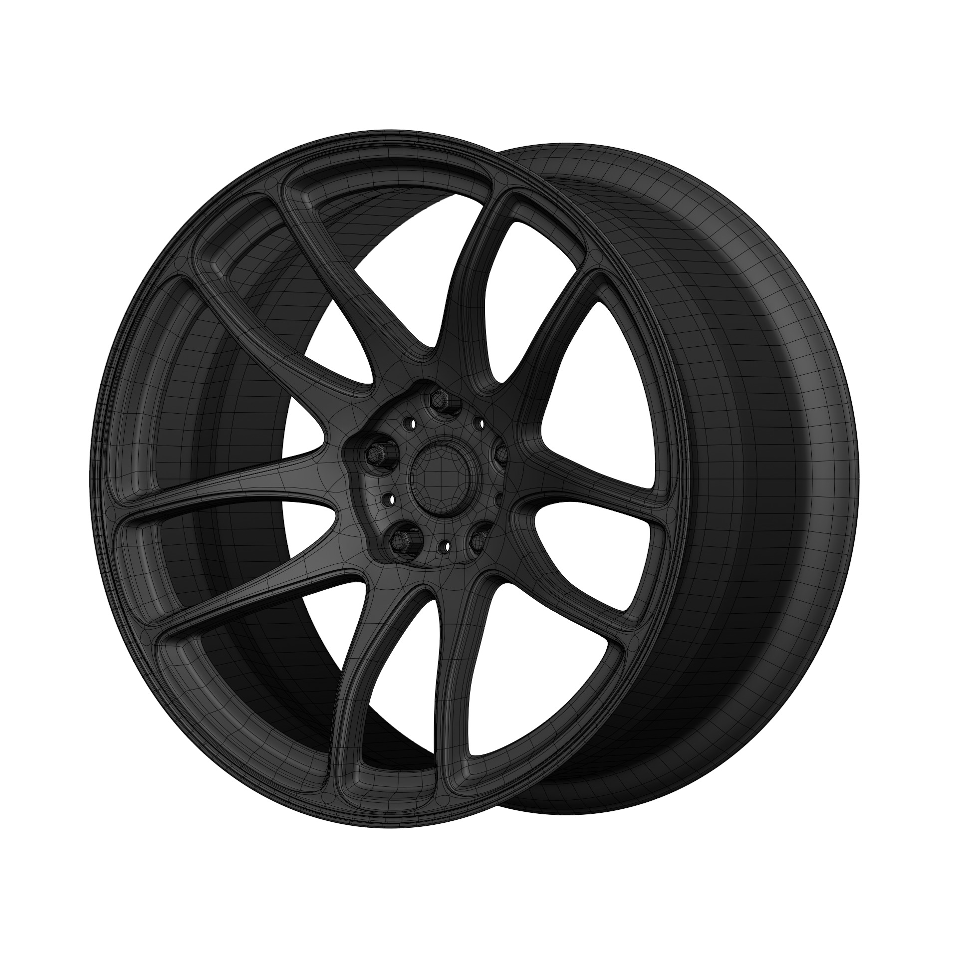 Aftermarket Car Wheels Pack Low-poly 3D model_101