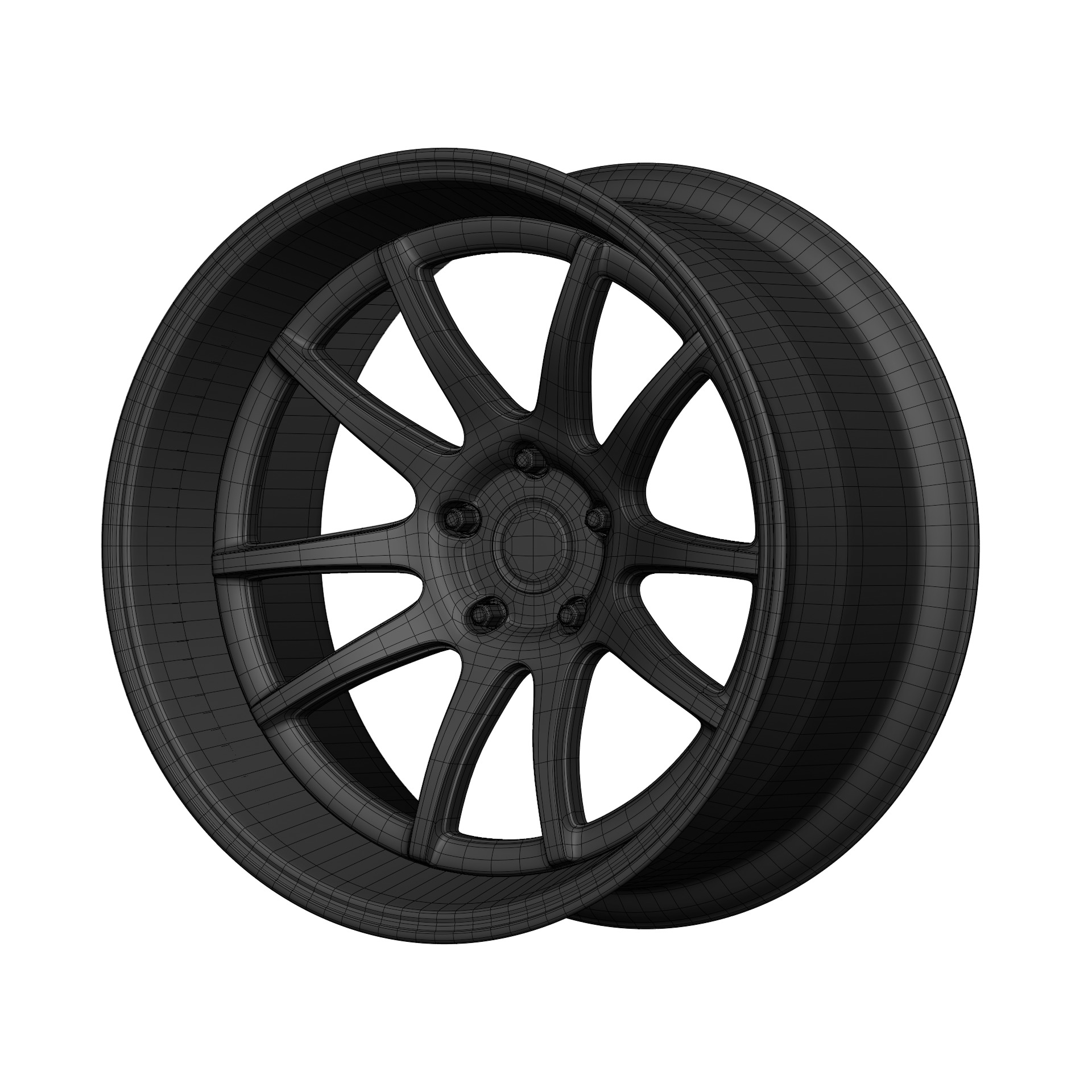 Aftermarket Car Wheels Pack Low-poly 3D model_21