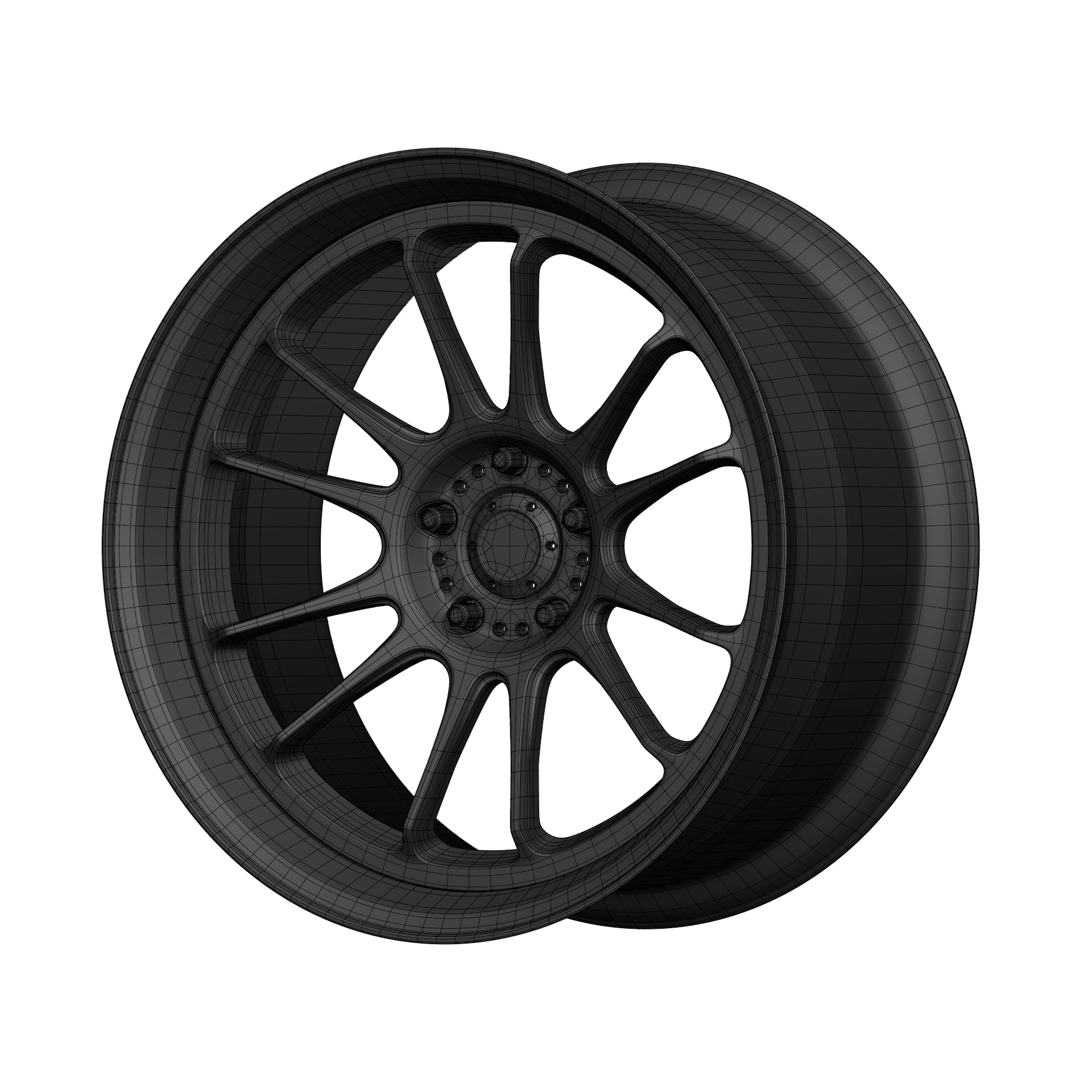 Aftermarket Car Wheels Pack Low-poly 3D model_77