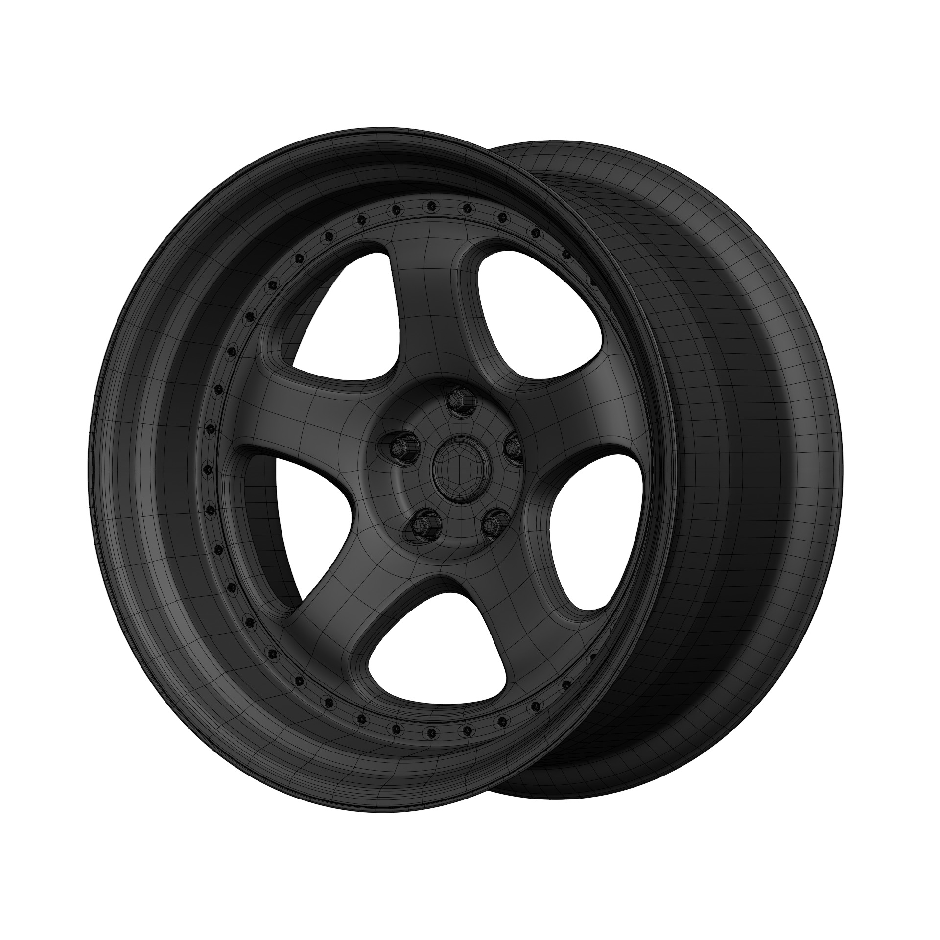 Aftermarket Car Wheels Pack Low-poly 3D model_115