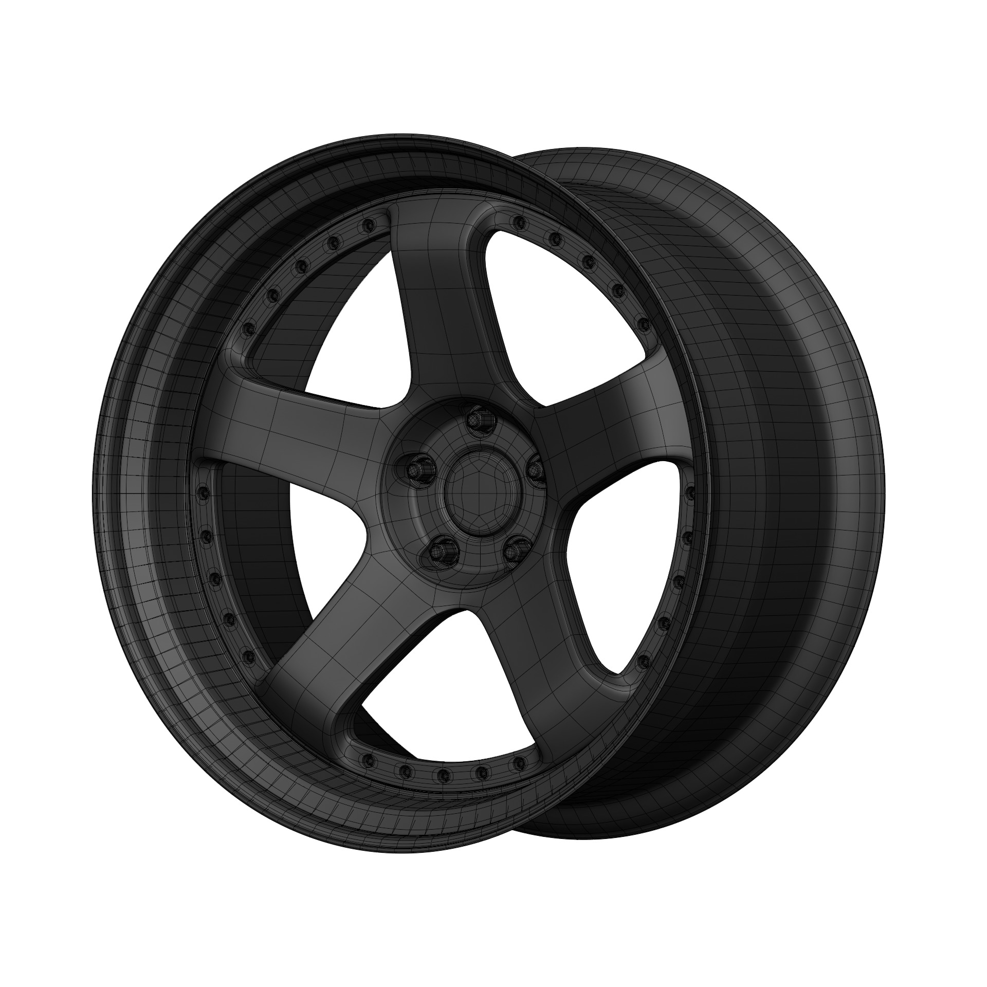 Aftermarket Car Wheels Pack Low-poly 3D model_107