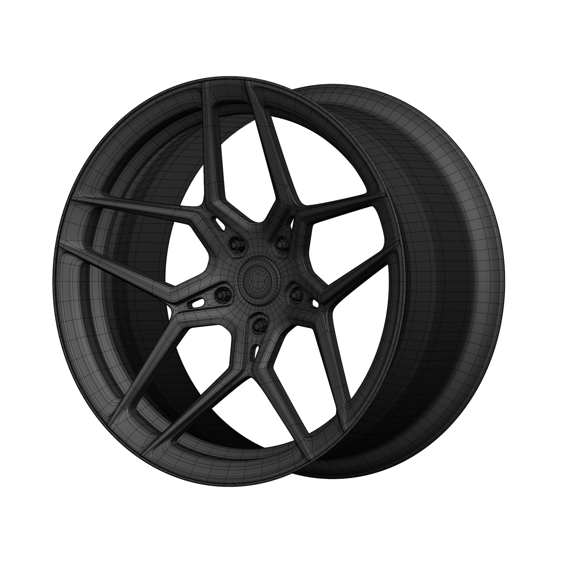 Aftermarket Car Wheels Pack Low-poly 3D model_93