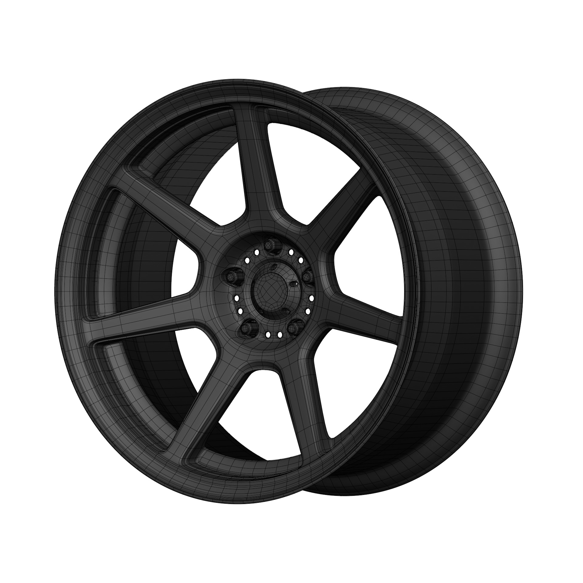 Aftermarket Car Wheels Pack Low-poly 3D model_73