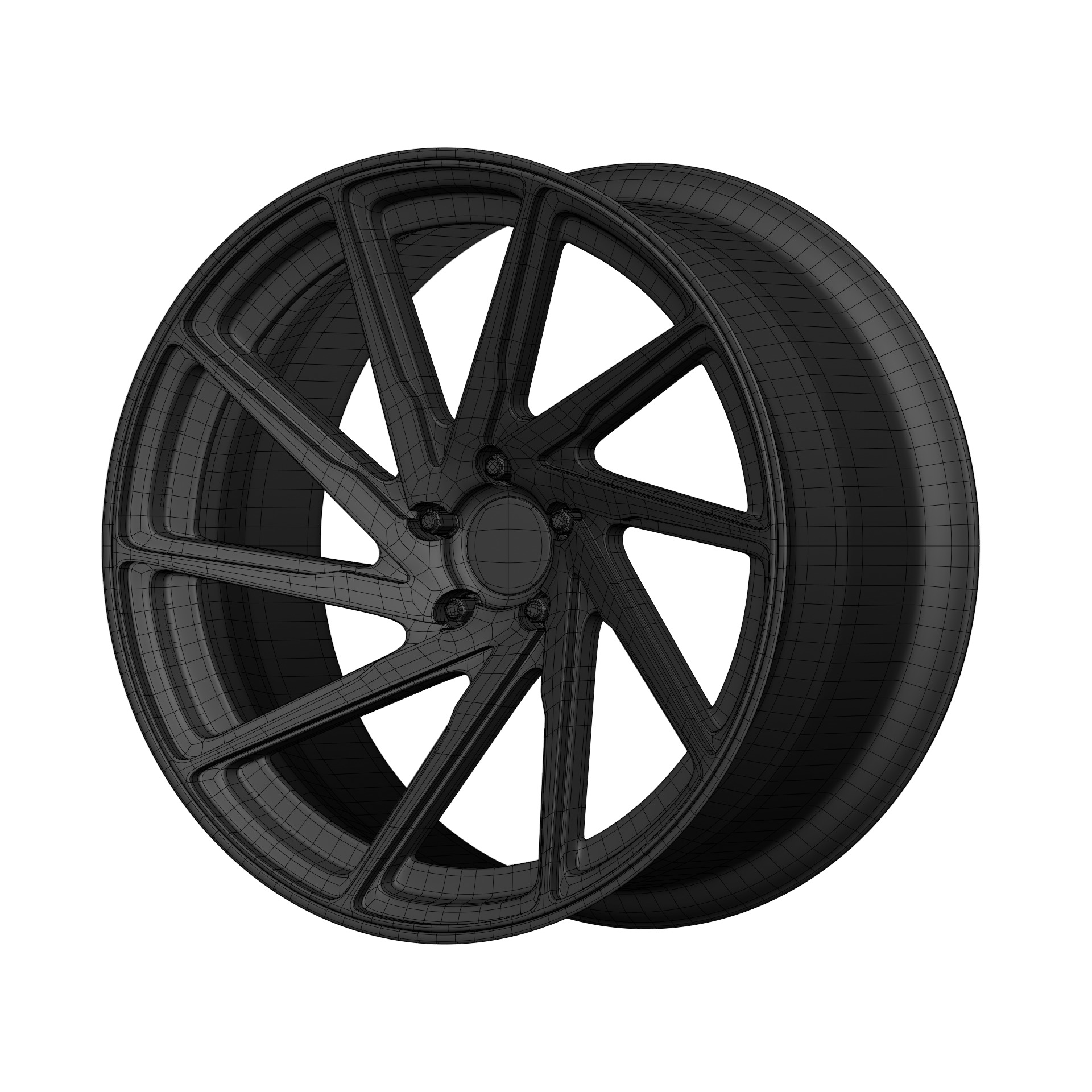 Aftermarket Car Wheels Pack Low-poly 3D model_53