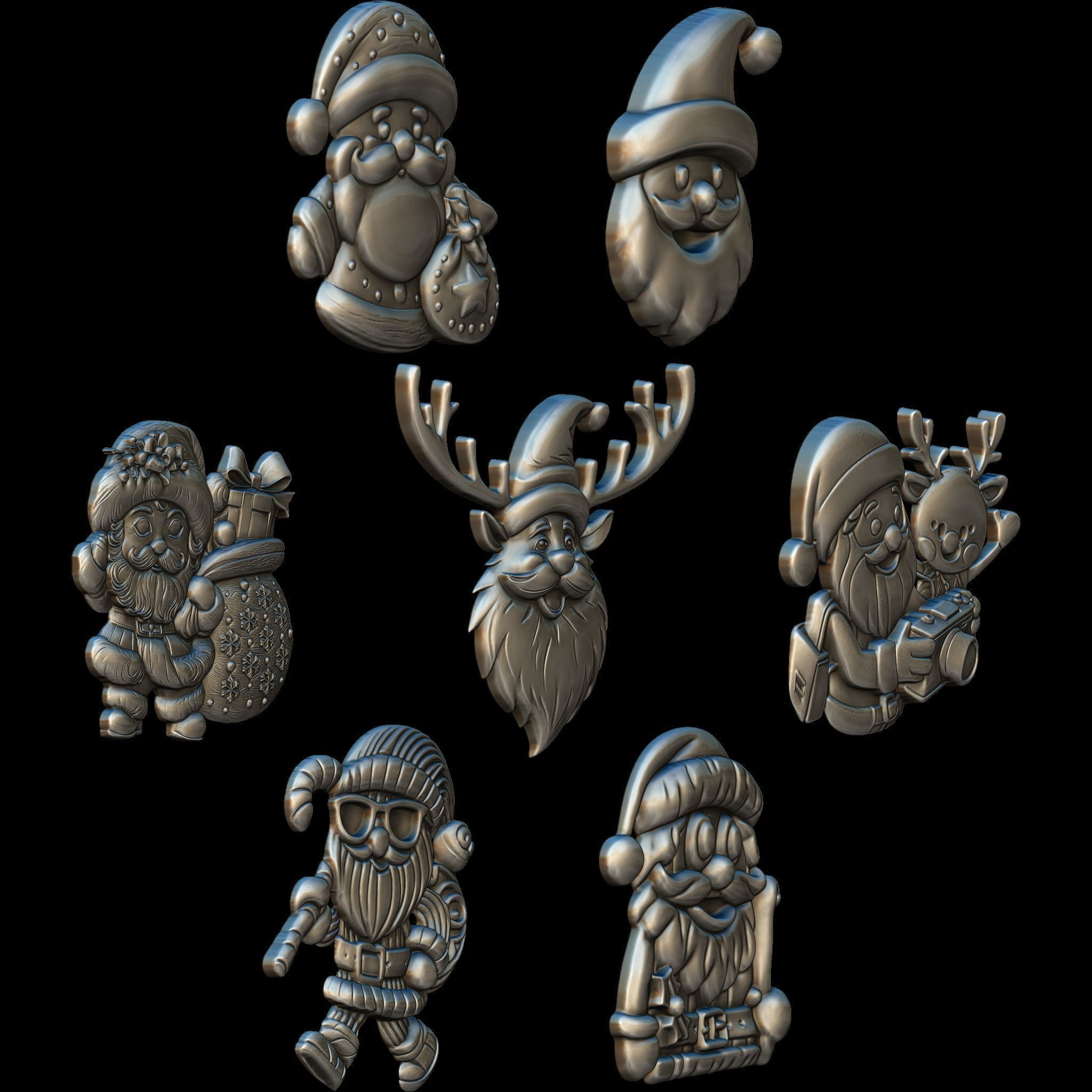 7 Minimal Santa No2 STL file for 3d Printing or CNC 3D print model_1