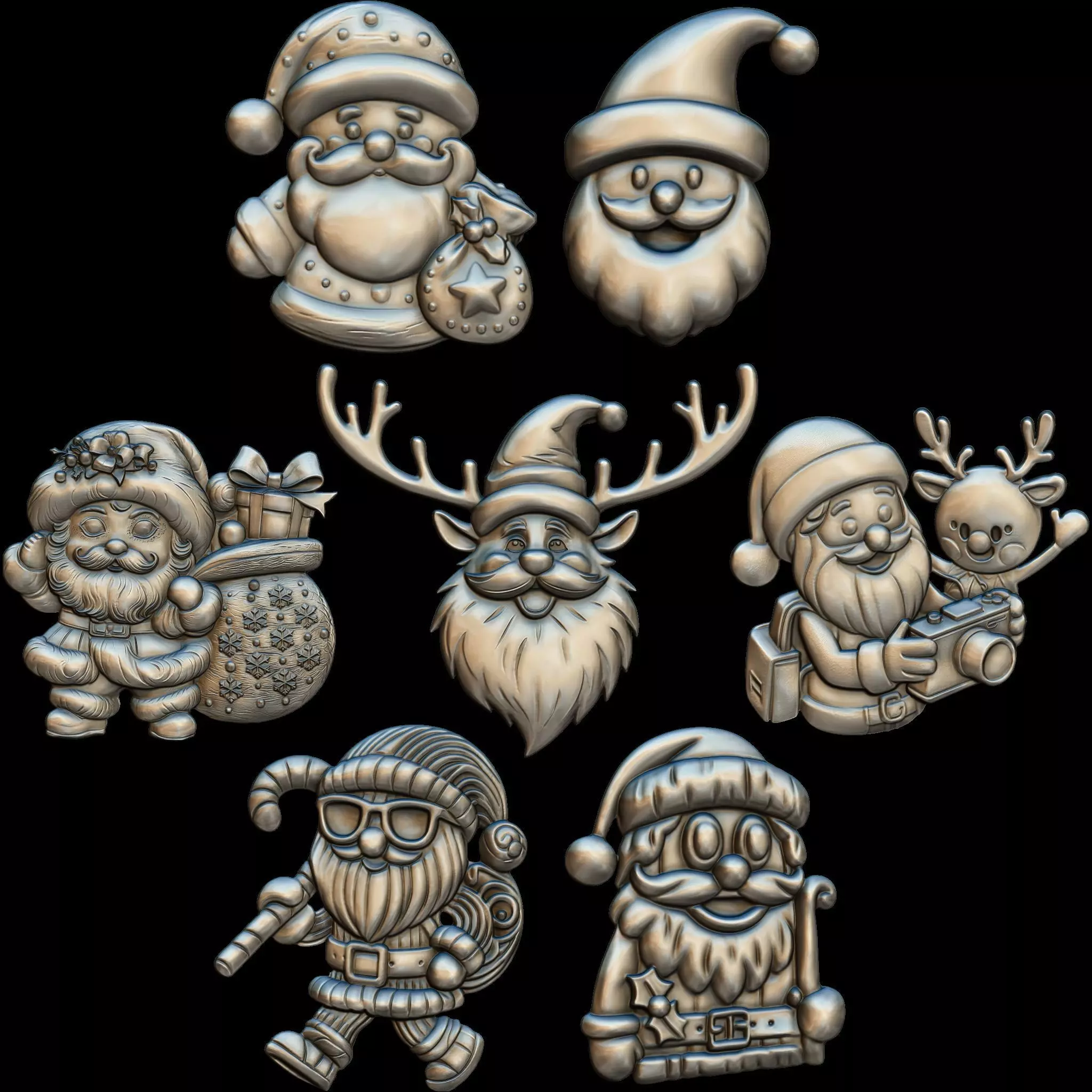 7 Minimal Santa No2 STL file for 3d Printing or CNC 3D print model_0