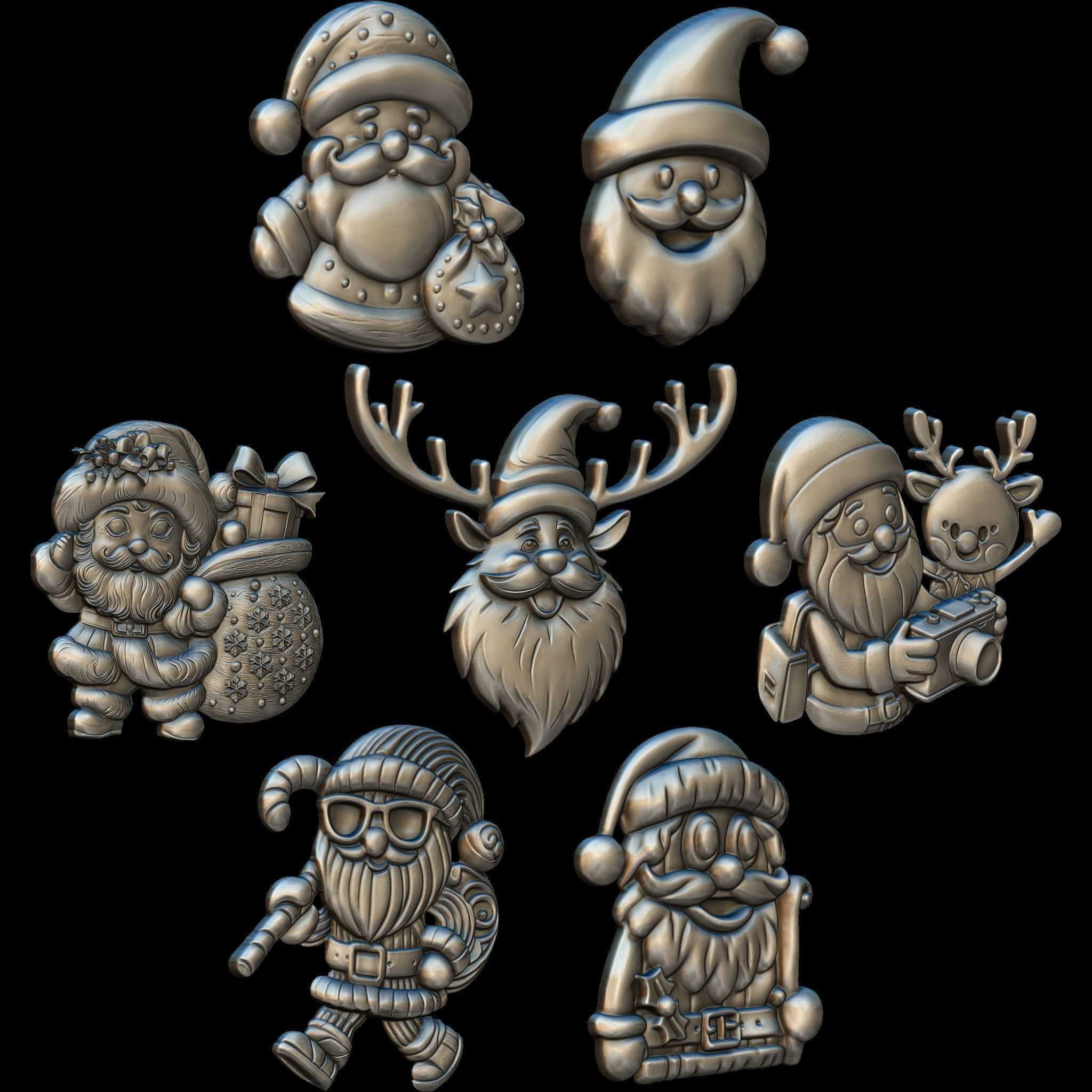 7 Minimal Santa No2 STL file for 3d Printing or CNC 3D print model_5