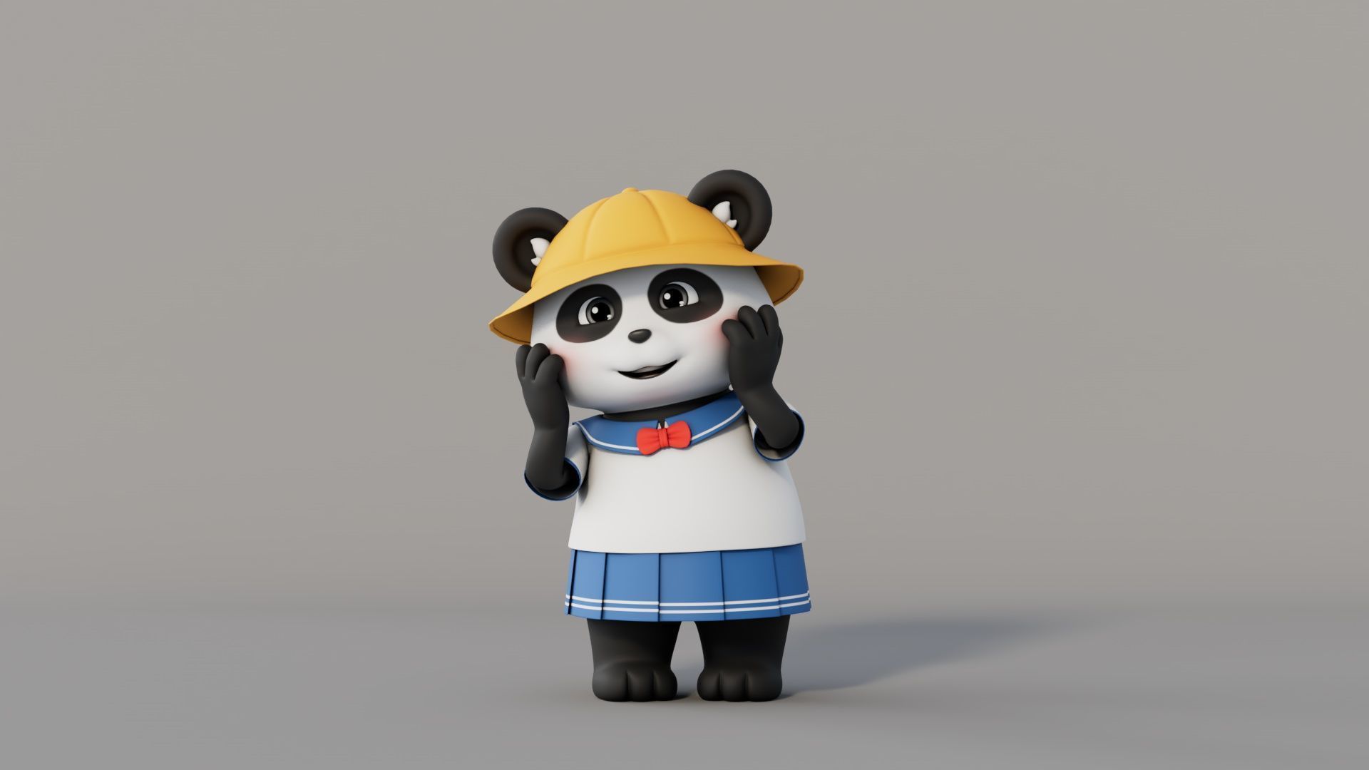 Rigged Cartoon Panda 3D model_7