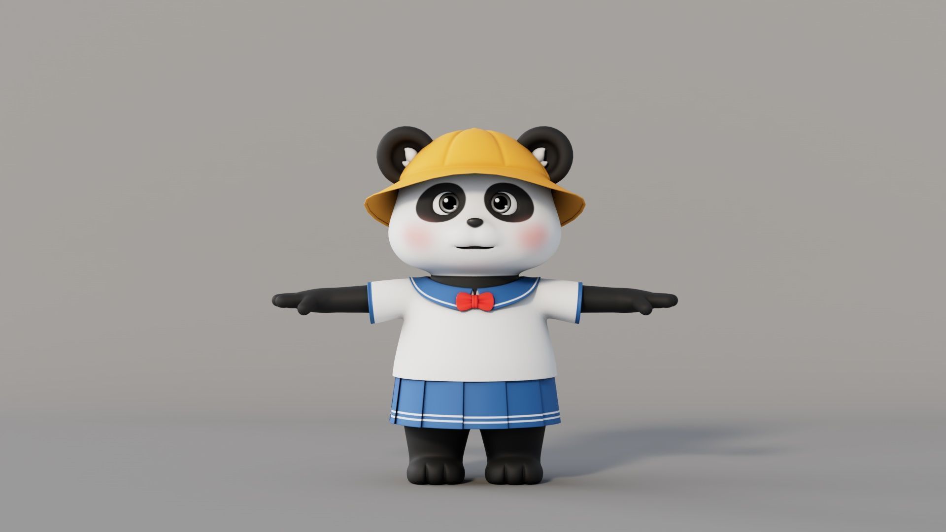 Rigged Cartoon Panda 3D model_1