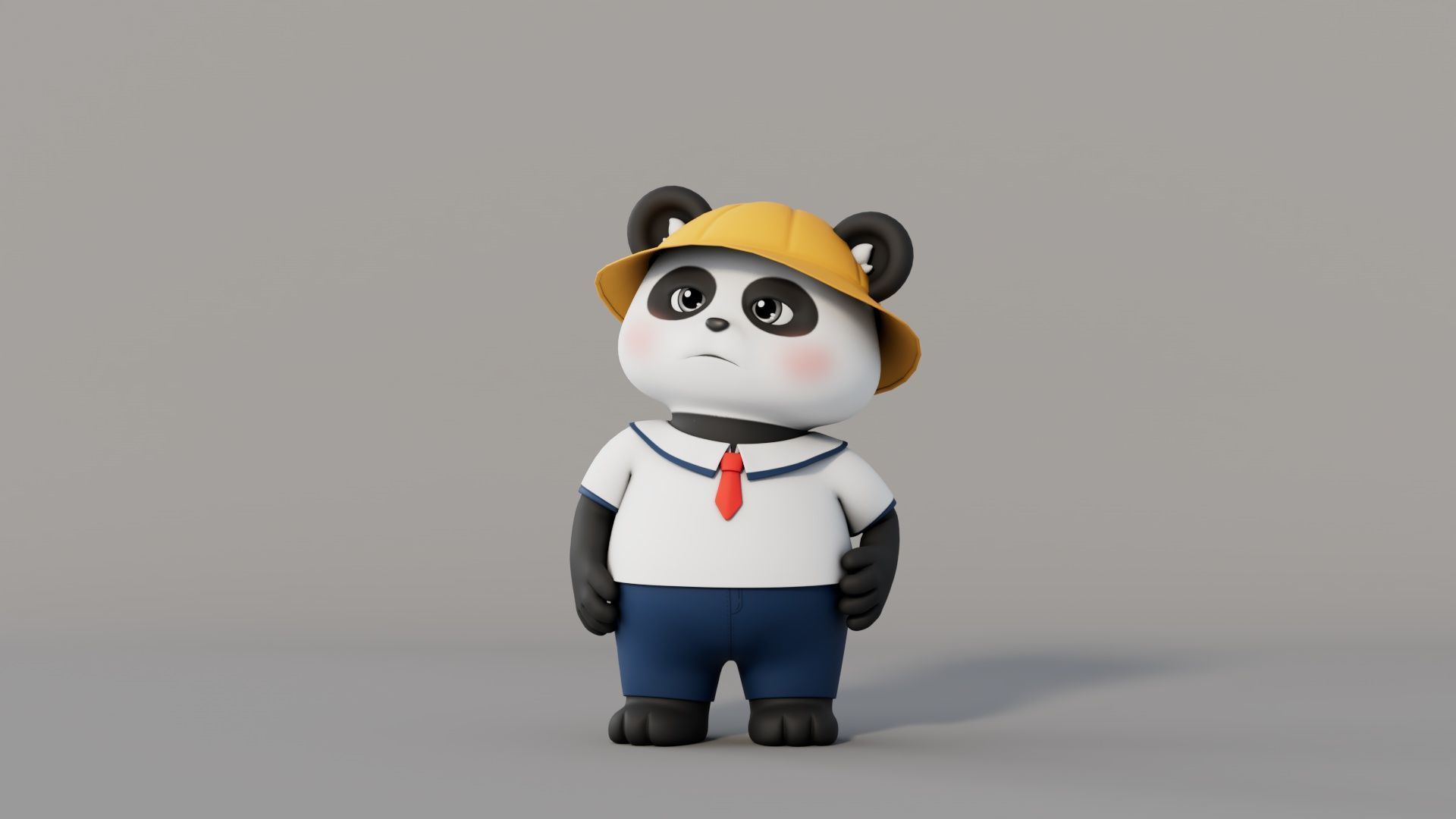 Rigged Cartoon Panda 3D model_10