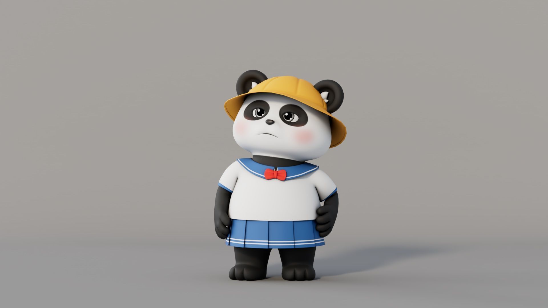 Rigged Cartoon Panda 3D model_8