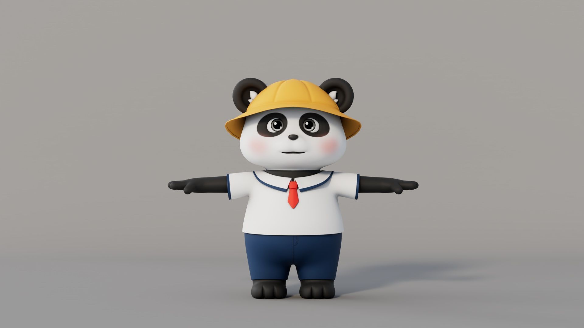 Rigged Cartoon Panda 3D model_4