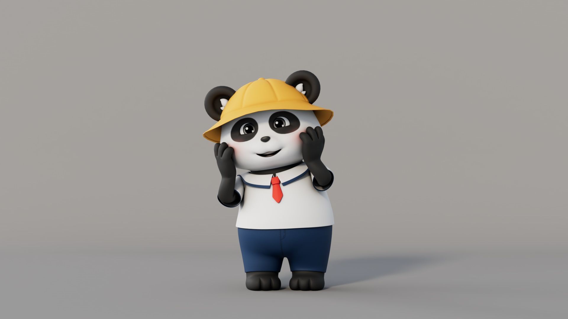 Rigged Cartoon Panda 3D model_9