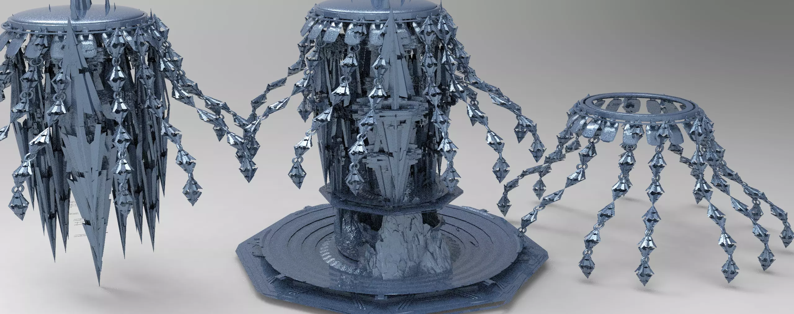 Jelly Fish Sci fi array  3 models  Low-poly 3D model_0