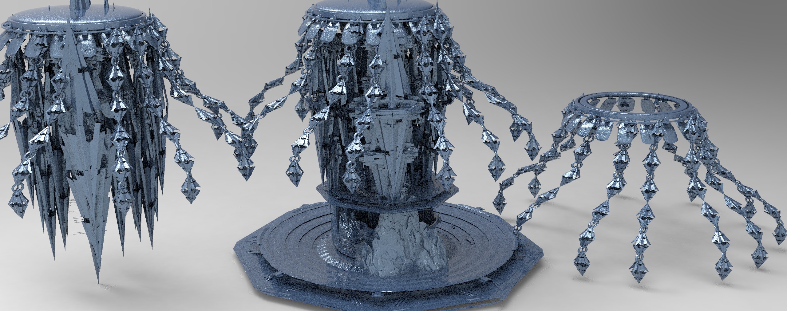 Jelly Fish Sci fi array  3 models  Low-poly 3D model_1