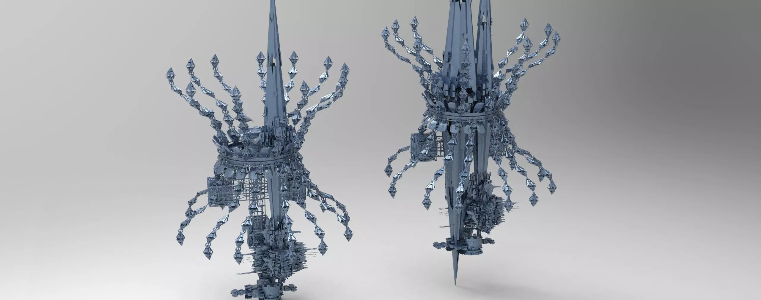 Jelly Fish Sci fi structure walls Low-poly 3D model_0