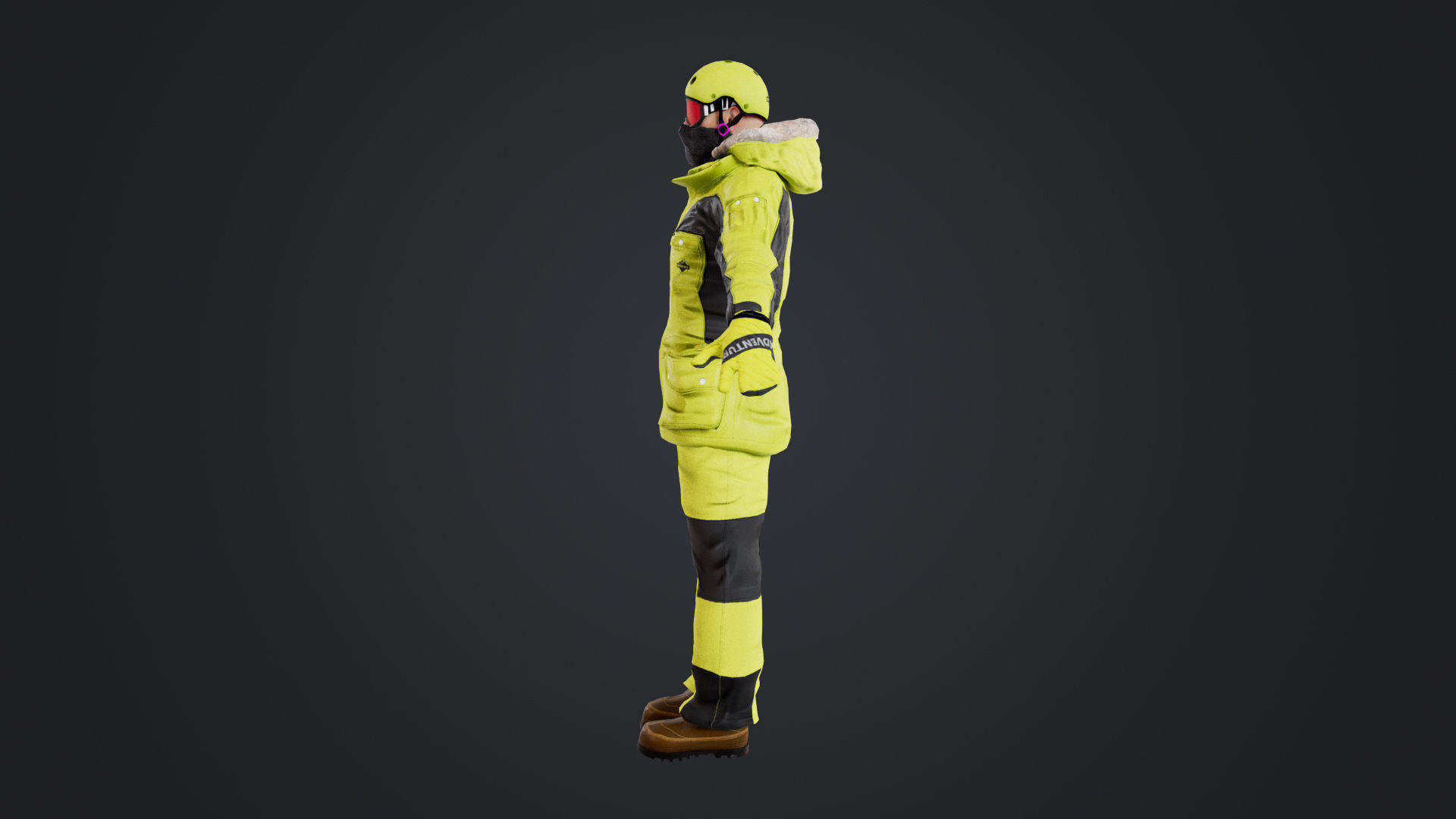 Male Skier Rigged Low-poly 3D model_10