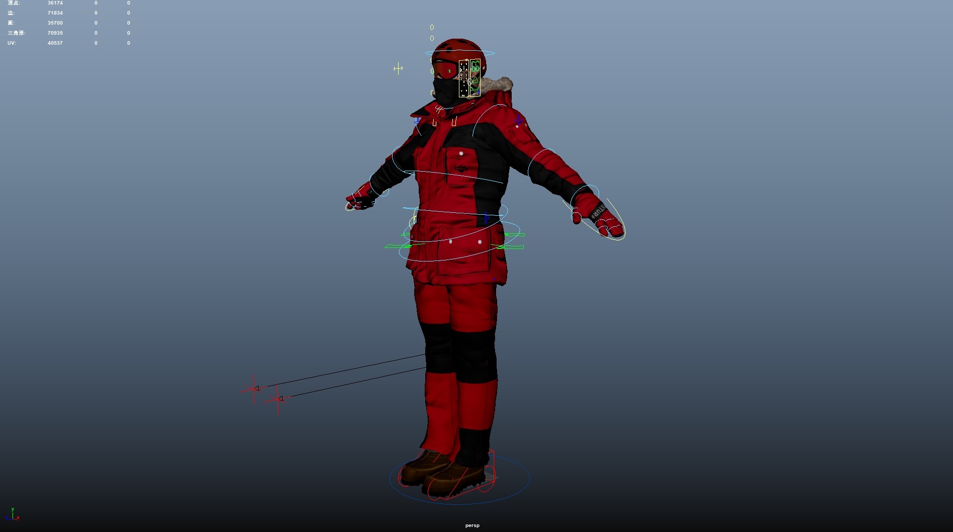 Male Skier Rigged Low-poly 3D model_28