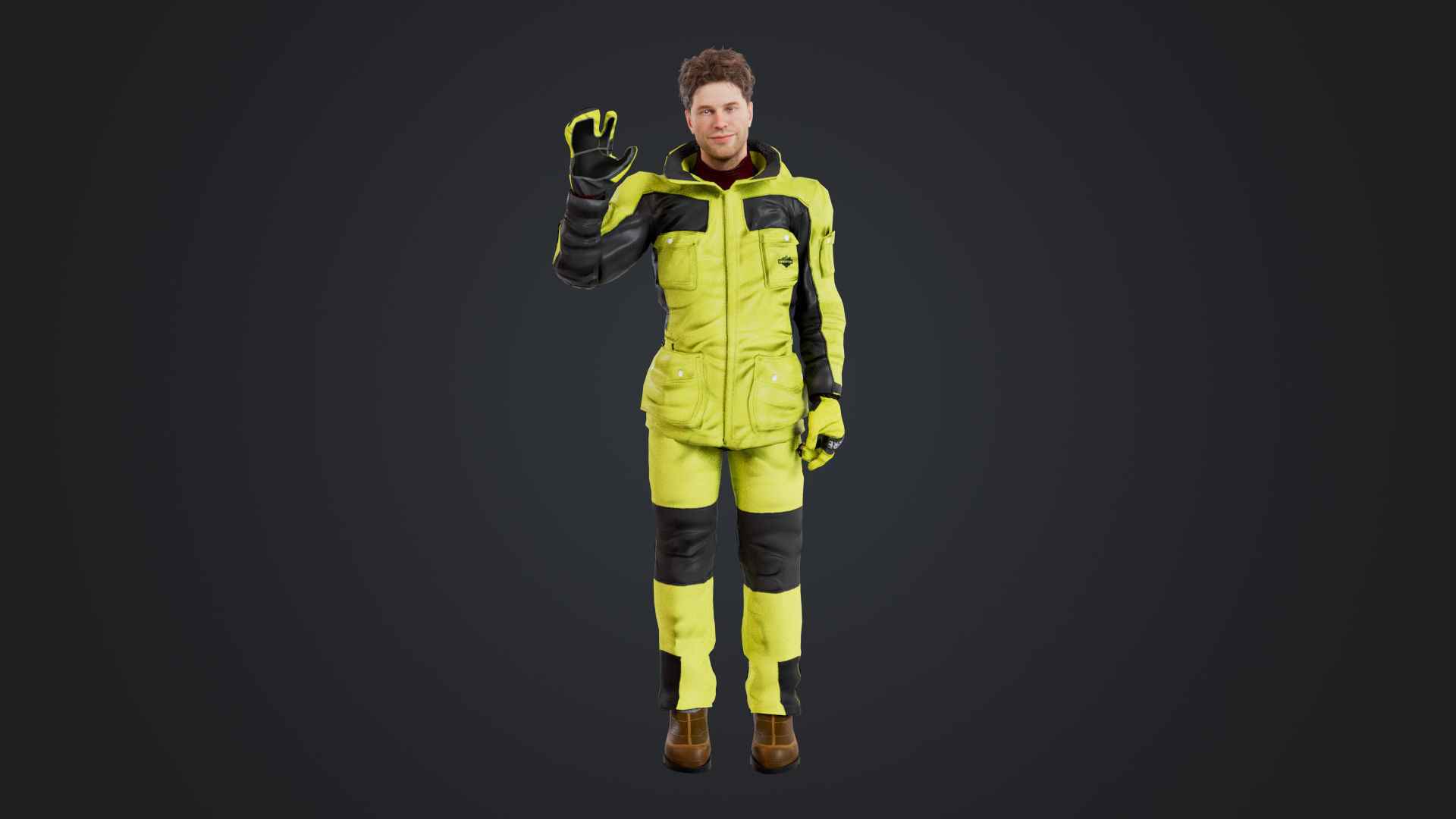 Male Skier Rigged Low-poly 3D model_2