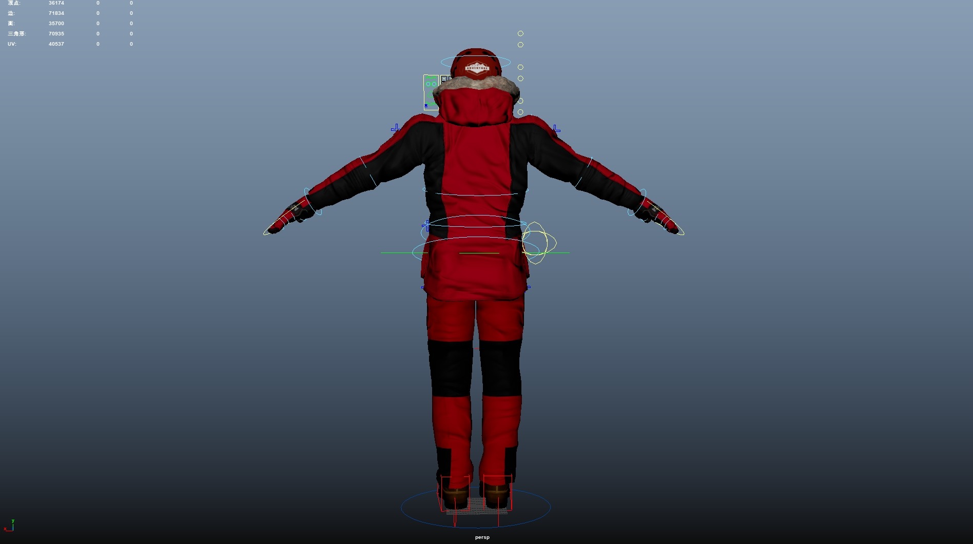 Male Skier Rigged Low-poly 3D model_30