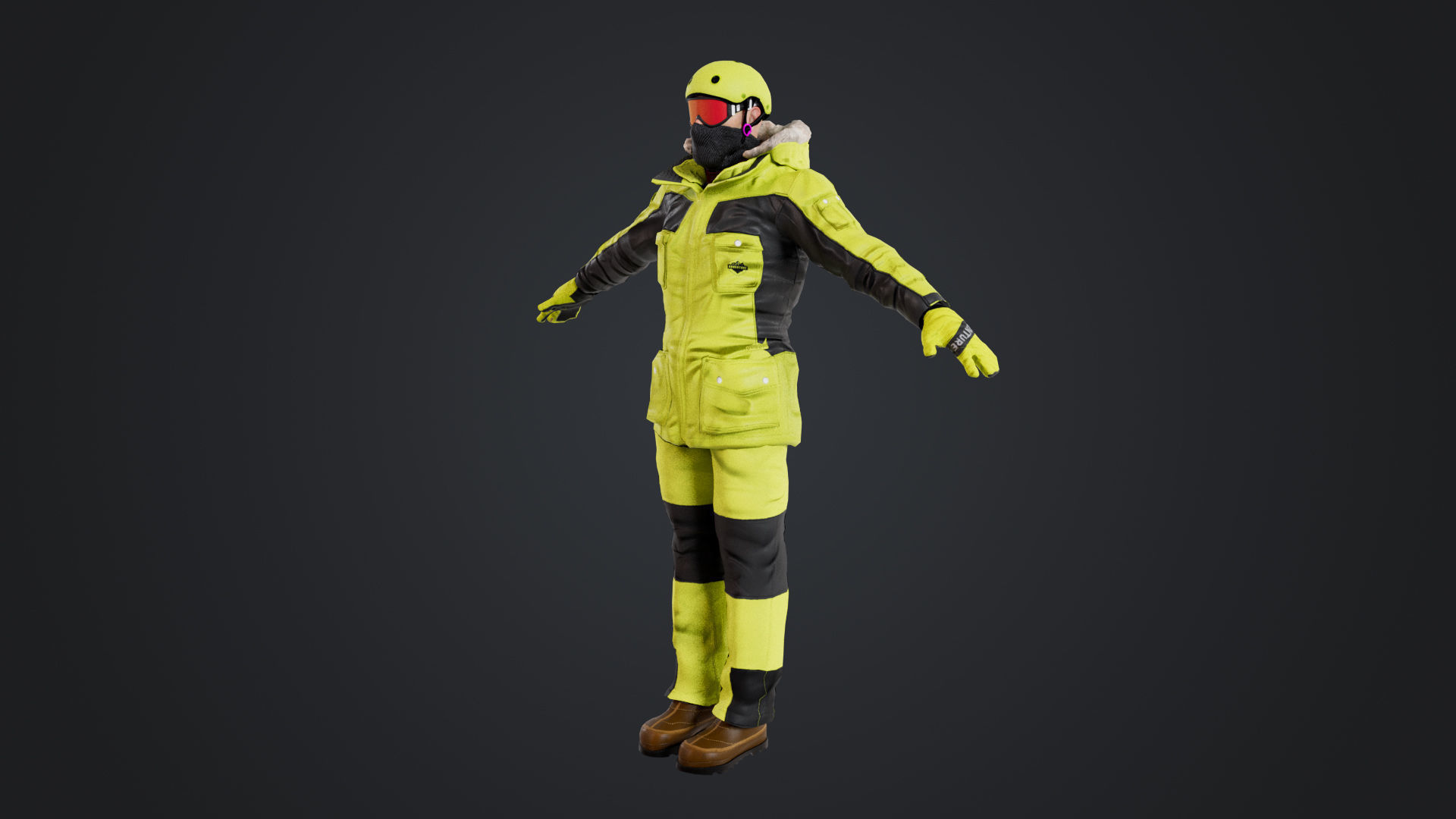 Male Skier Rigged Low-poly 3D model_9