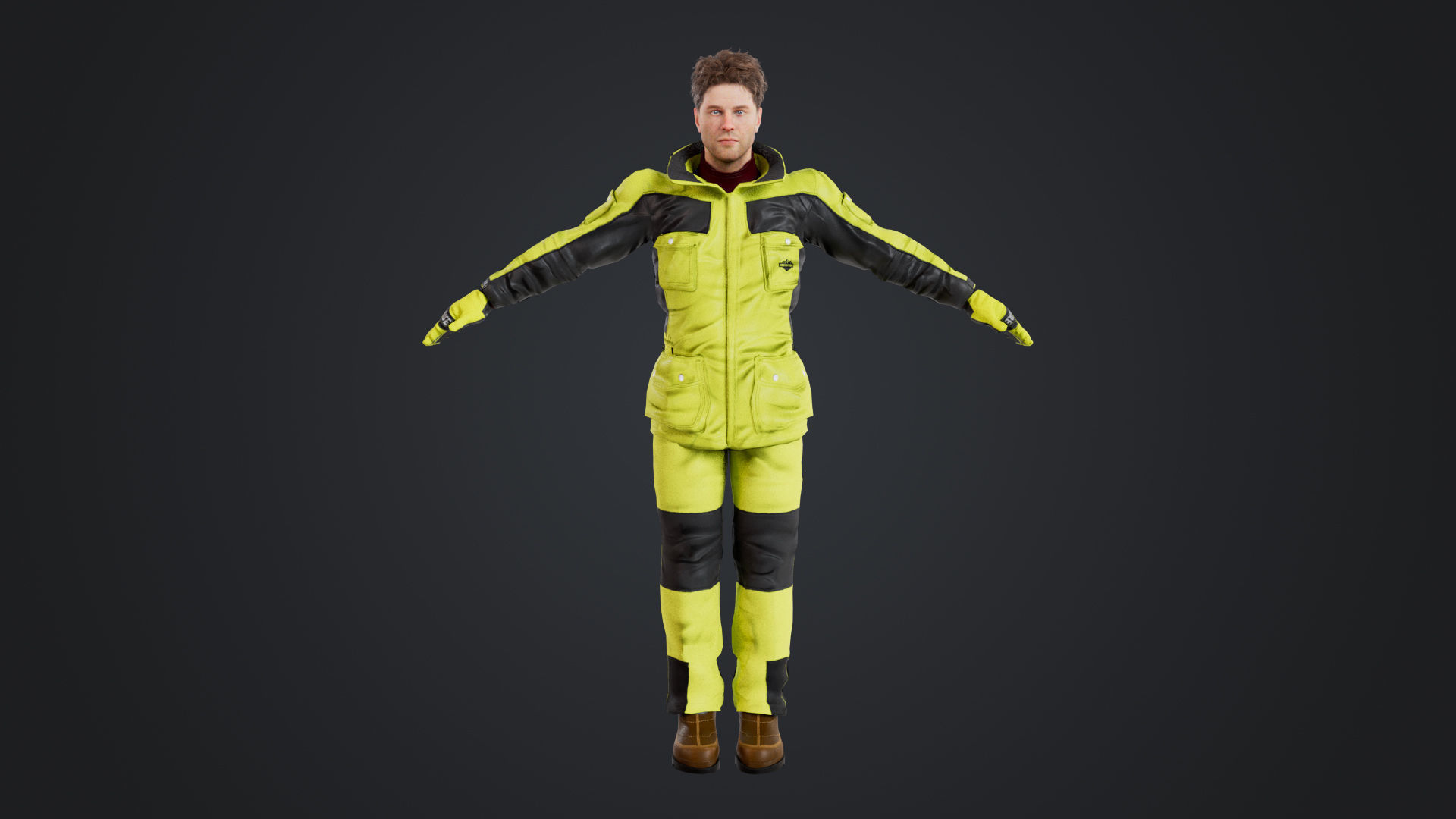 Male Skier Rigged Low-poly 3D model_3
