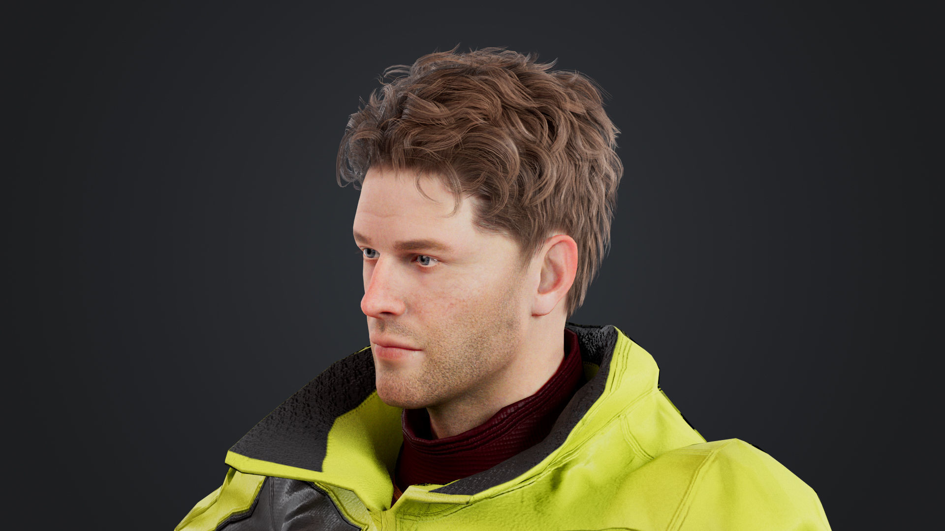 Male Skier Rigged Low-poly 3D model_18